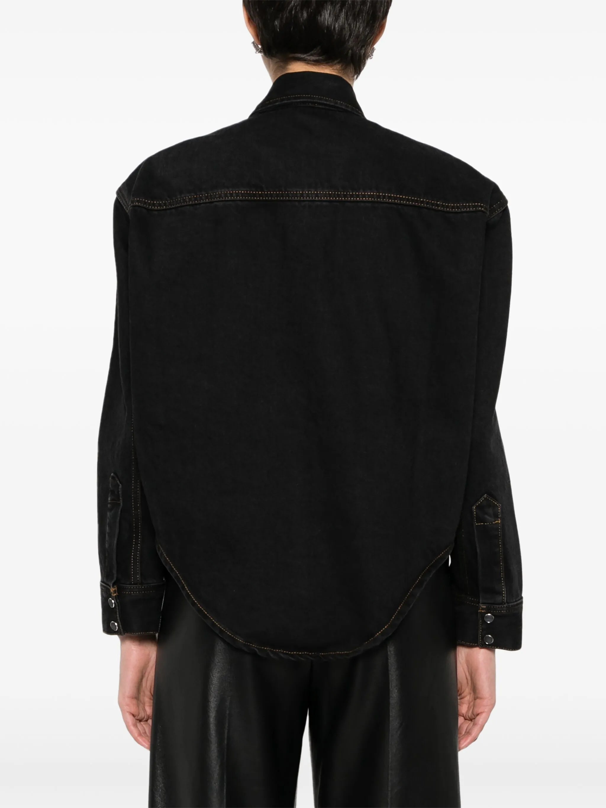 curved-hem denim jacket