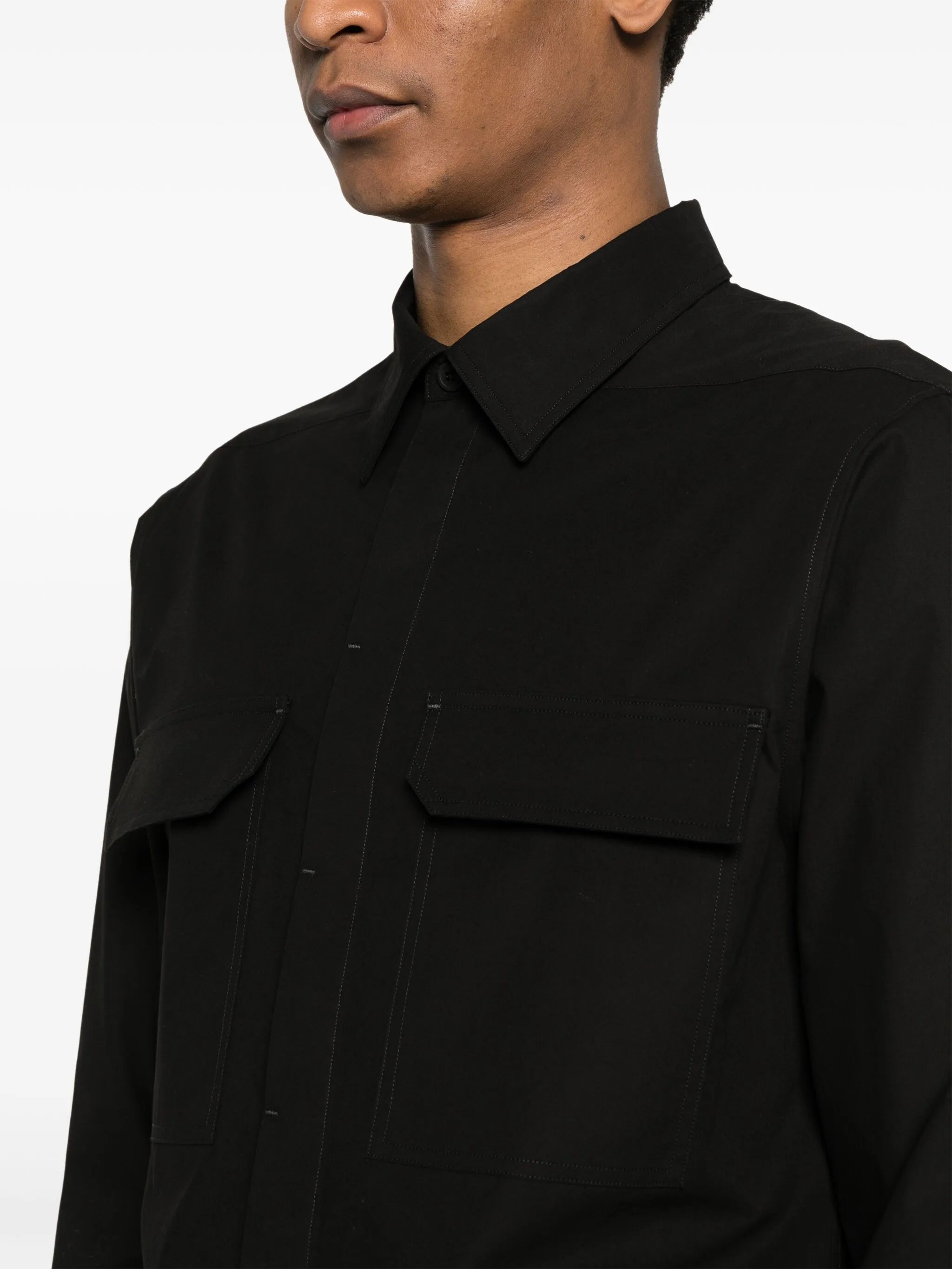chest-pocket organic-cotton shirt