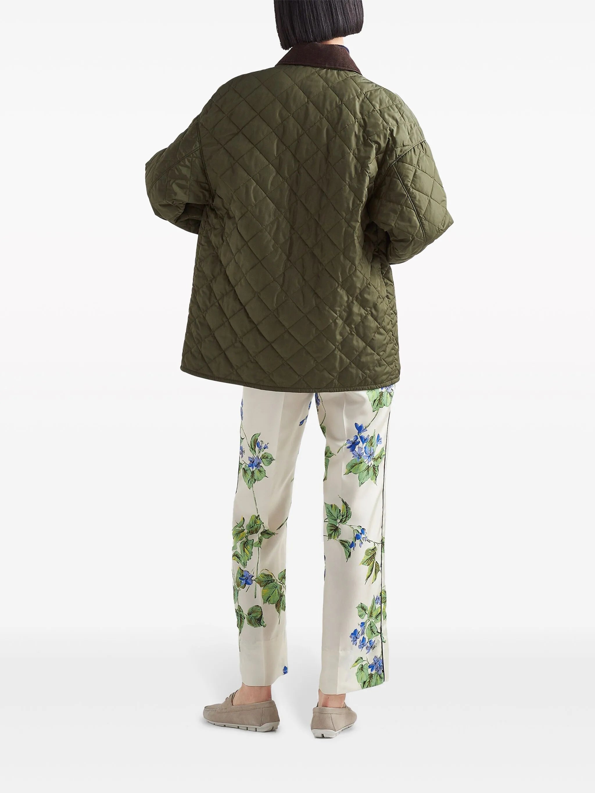 floral-print twill trousers