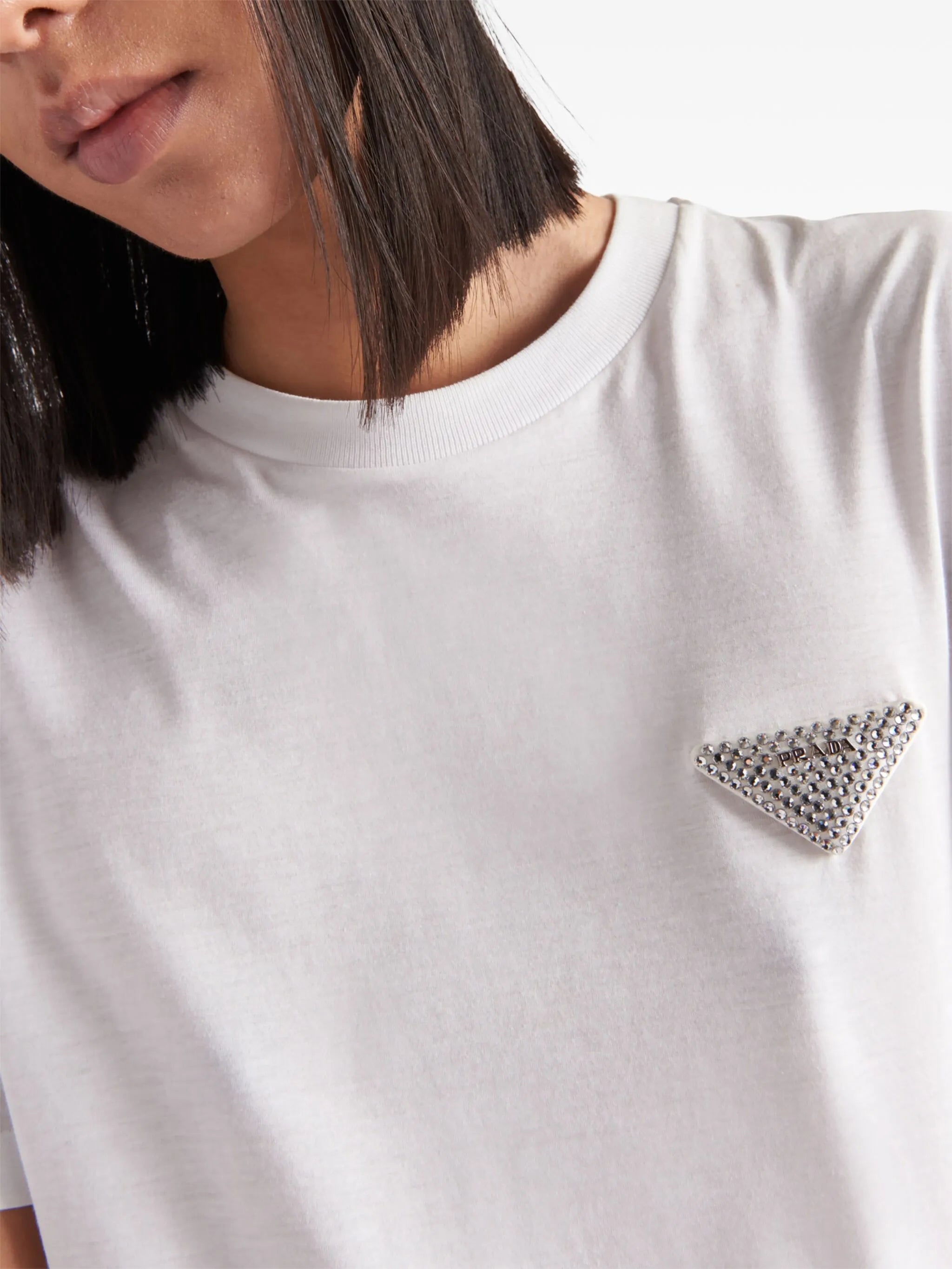 crystal-embellished triangle logo T-shirt