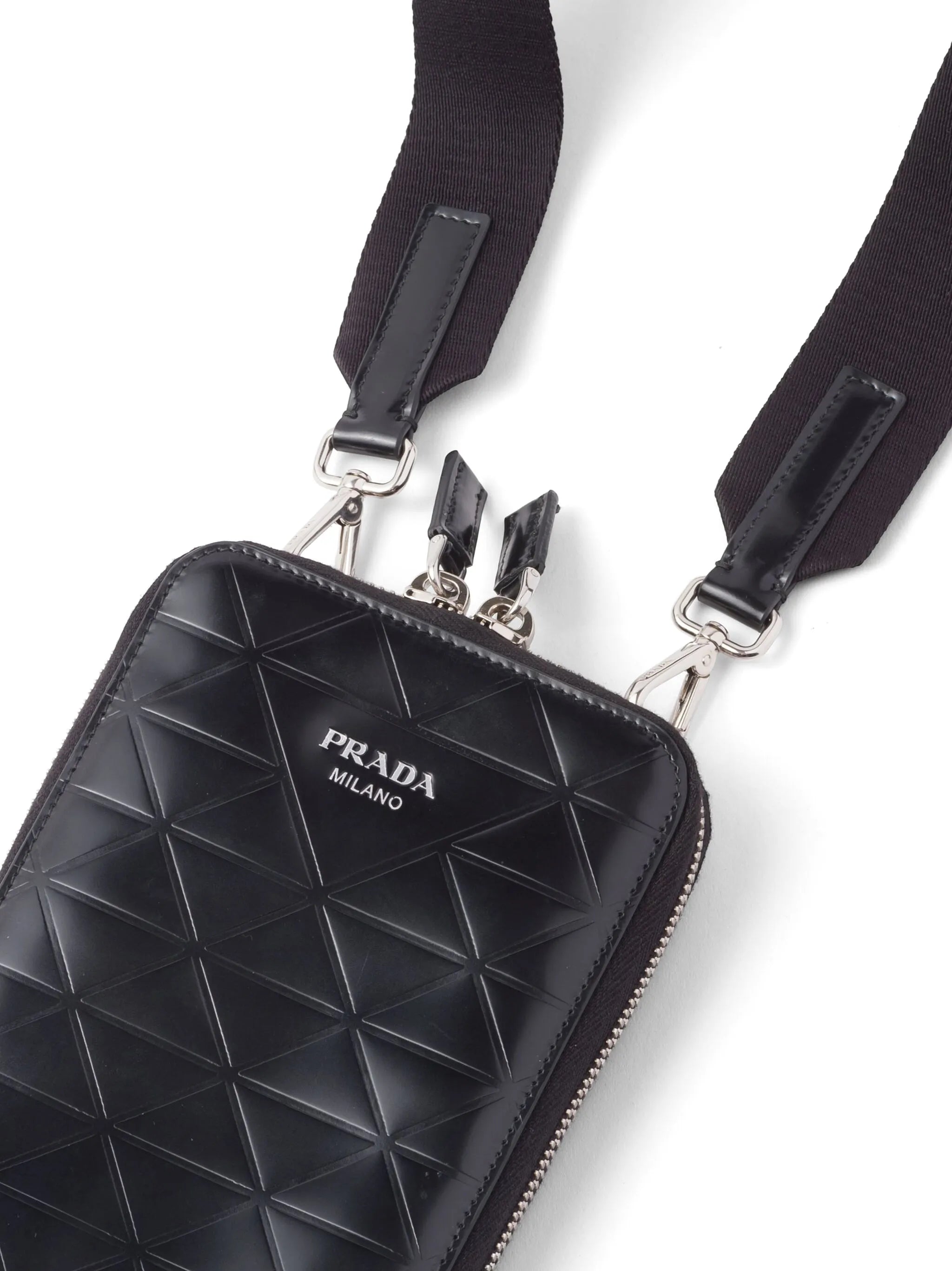 triangle-logo leather phone case