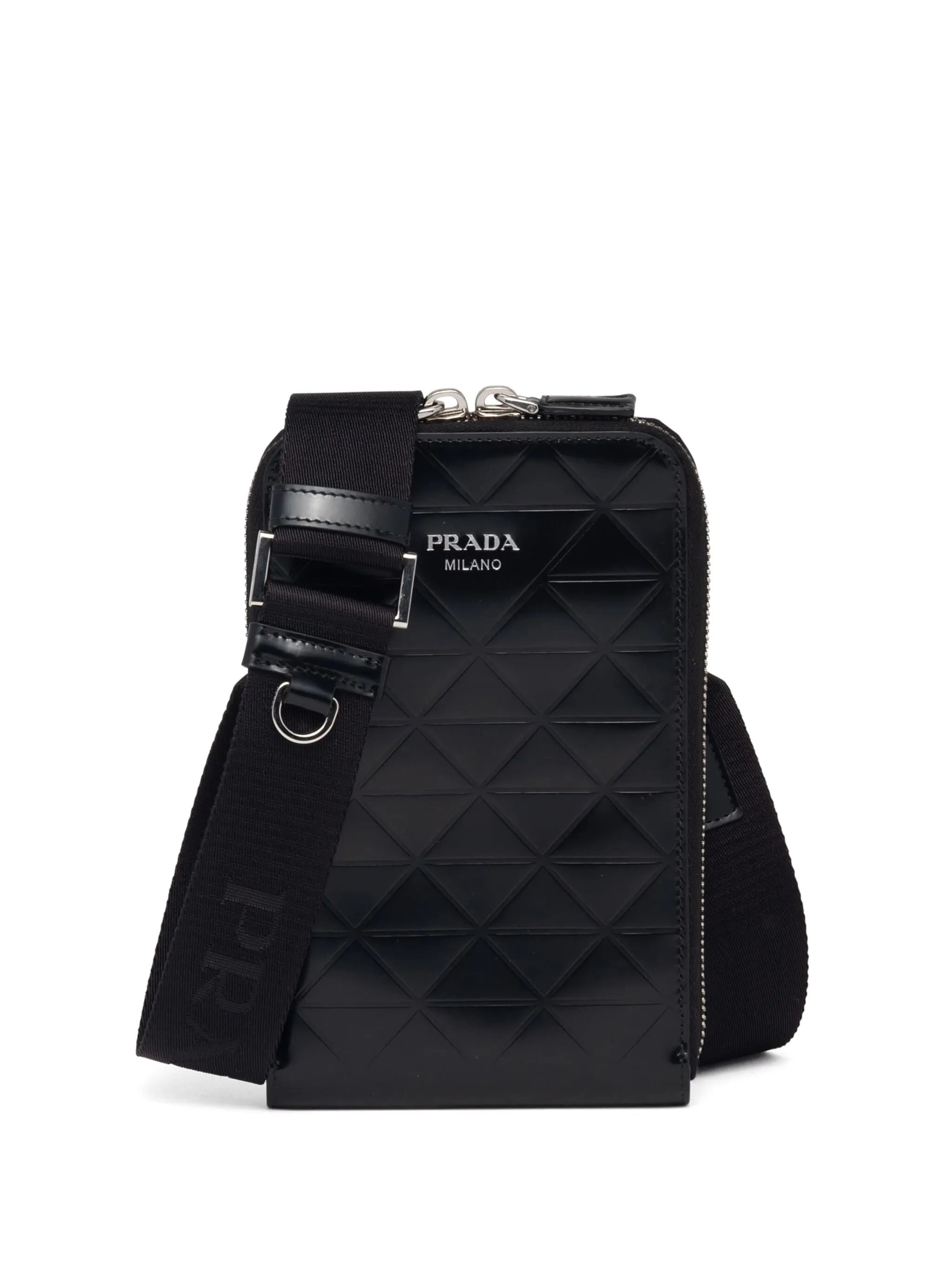 triangle-logo leather phone case