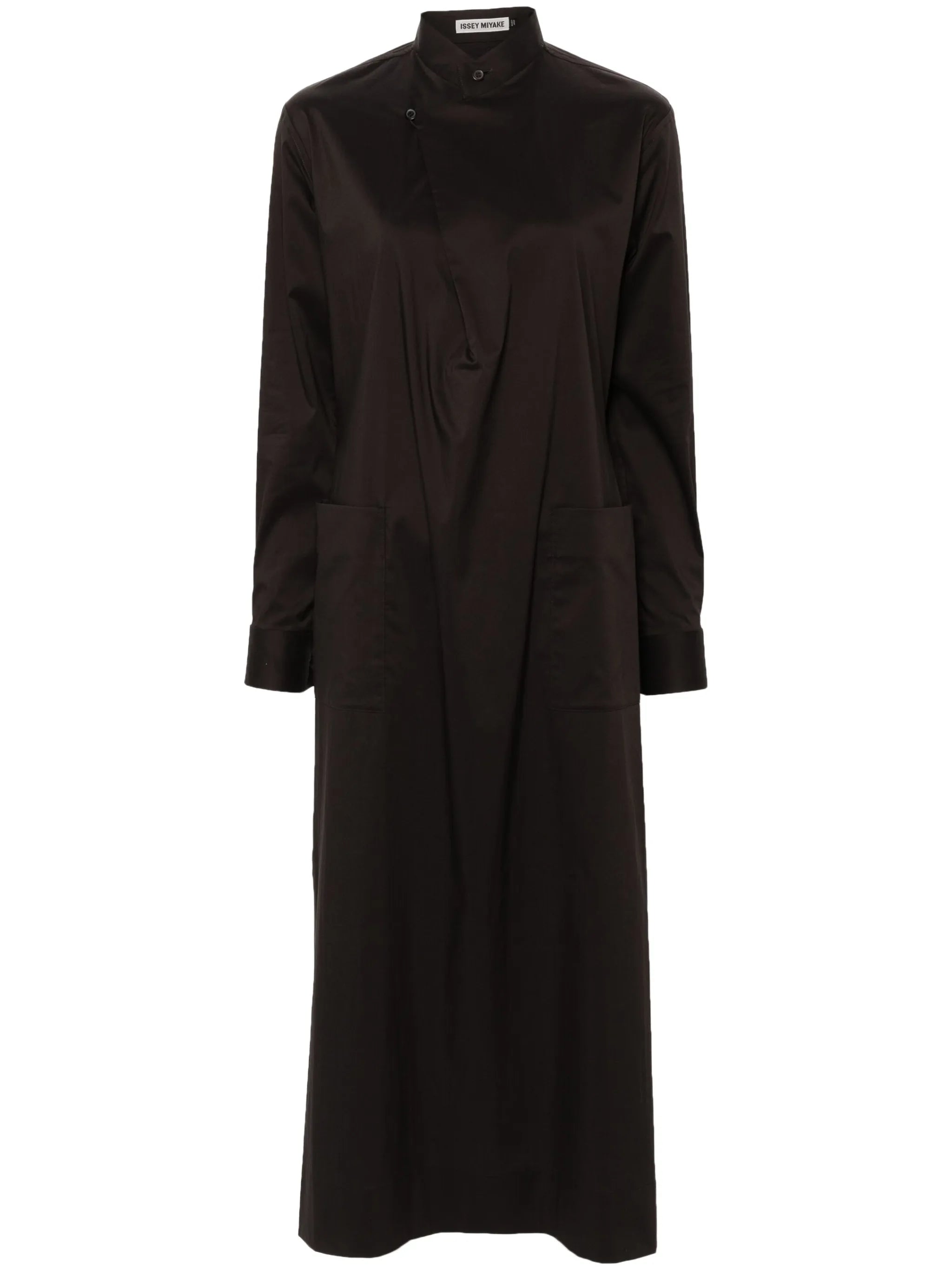 band-collar midi shirt dress