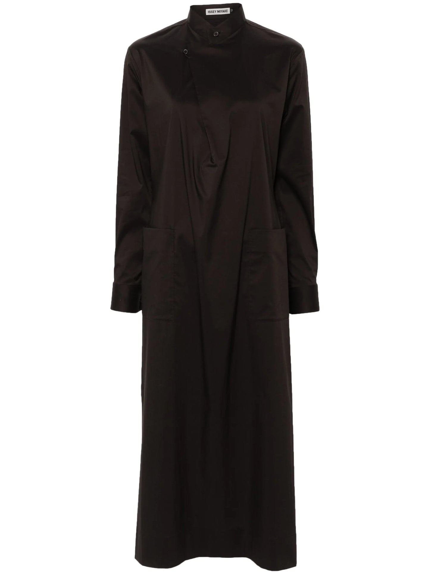 band-collar midi shirt dress