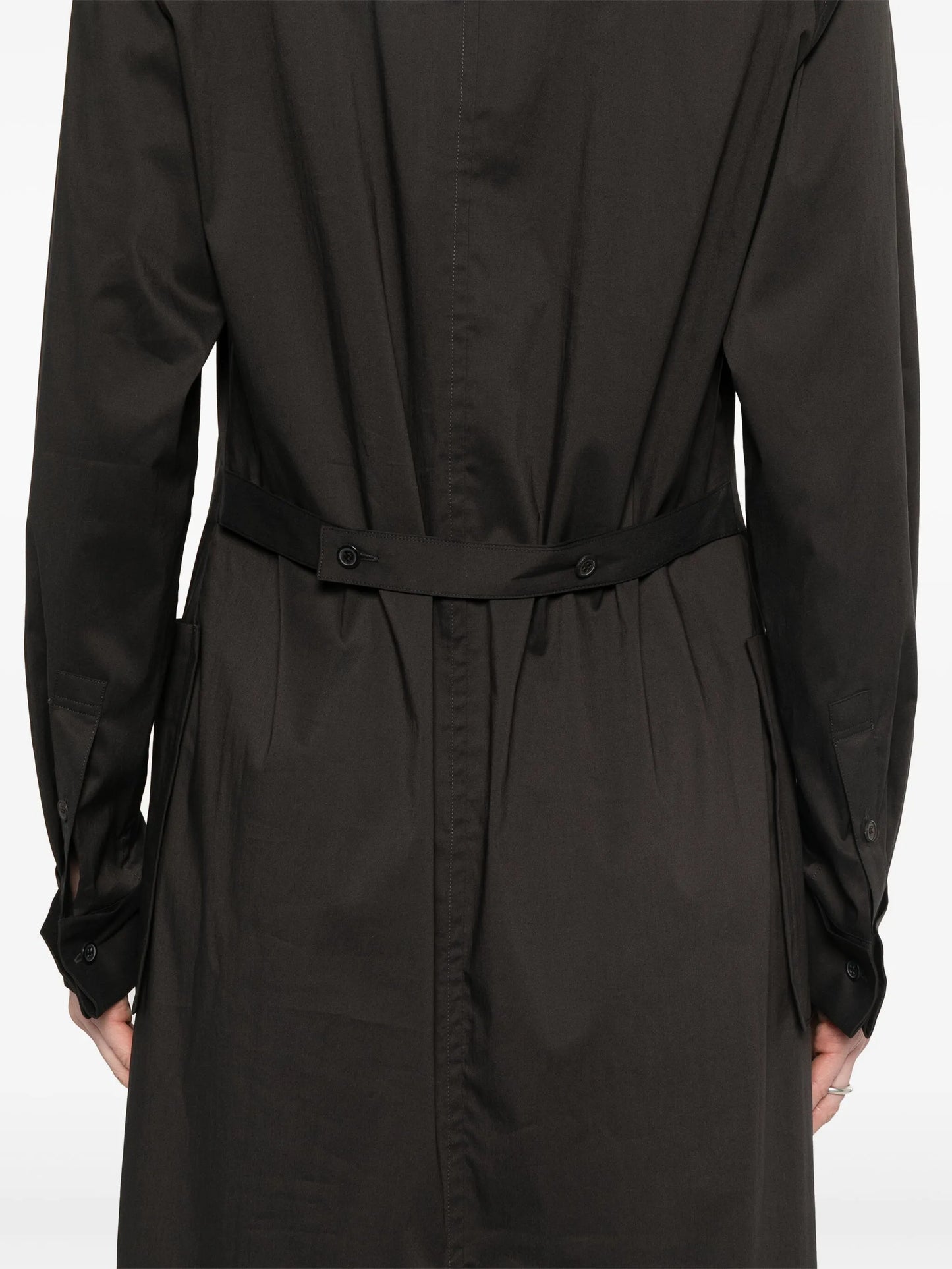 band-collar midi shirt dress