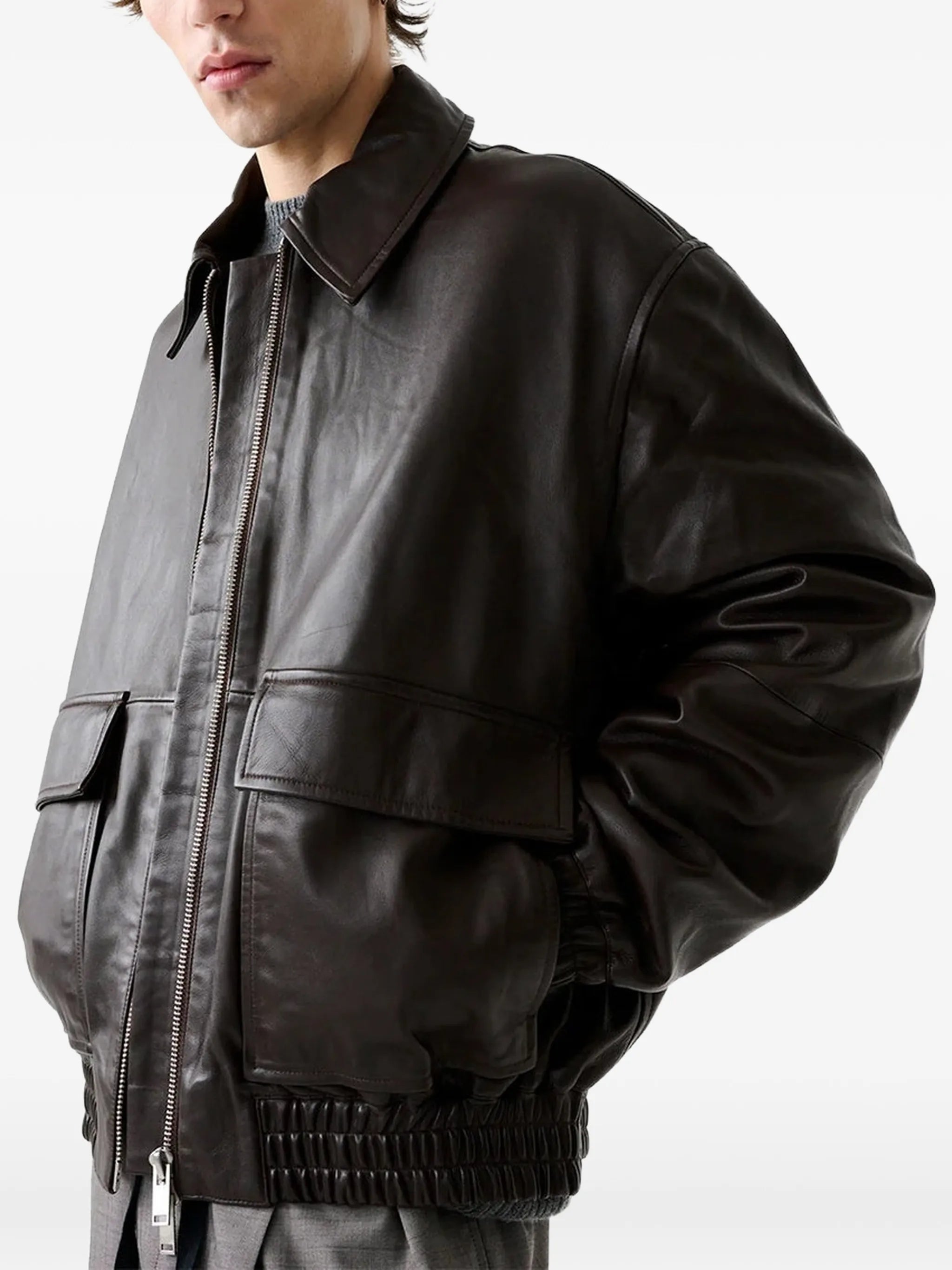 Piston leather zip-up jacket