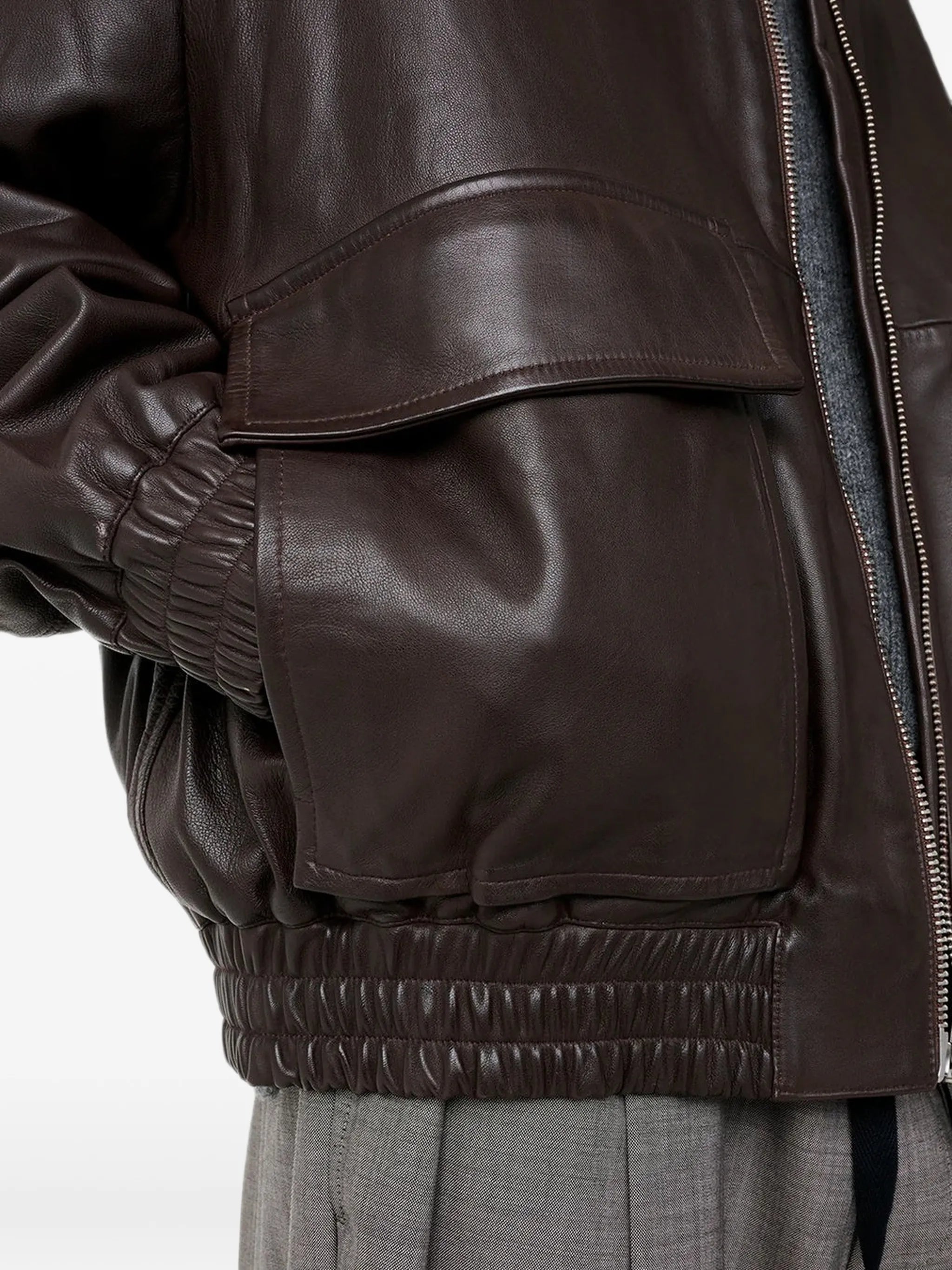 Piston leather zip-up jacket