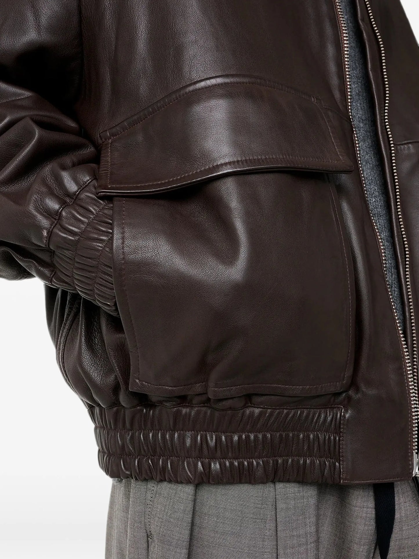 Piston leather zip-up jacket