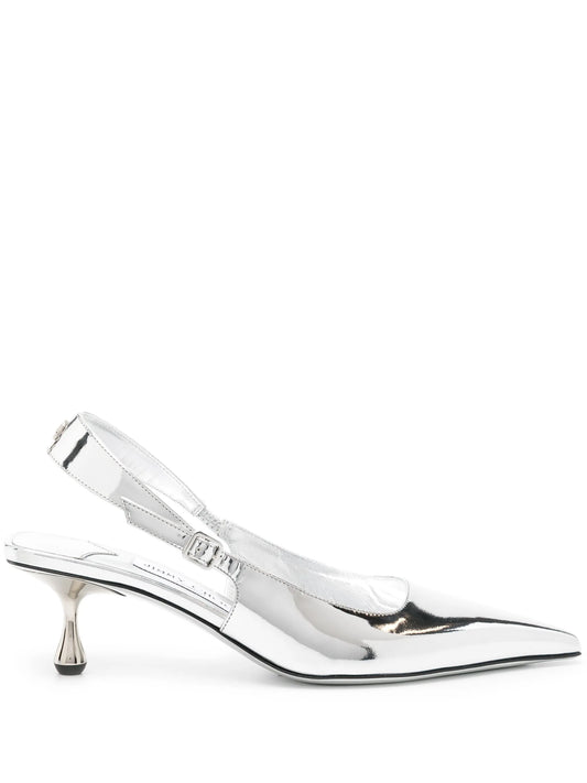Amel 50mm metallic-leather pumps