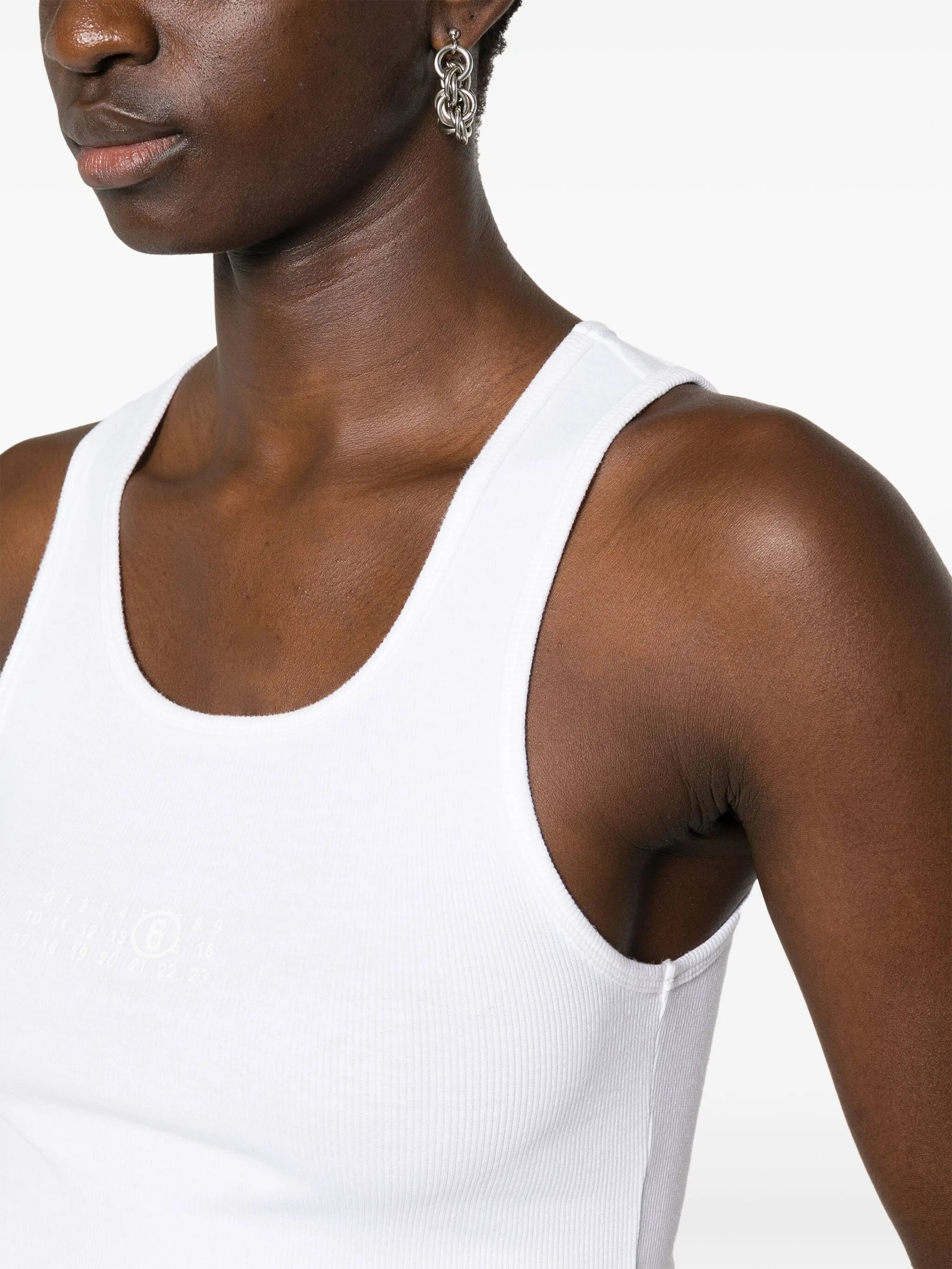 numbers-motif ribbed tank top