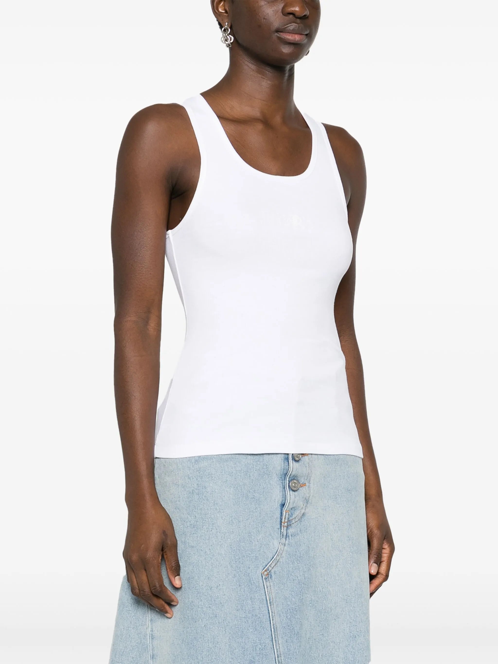 numbers-motif ribbed tank top