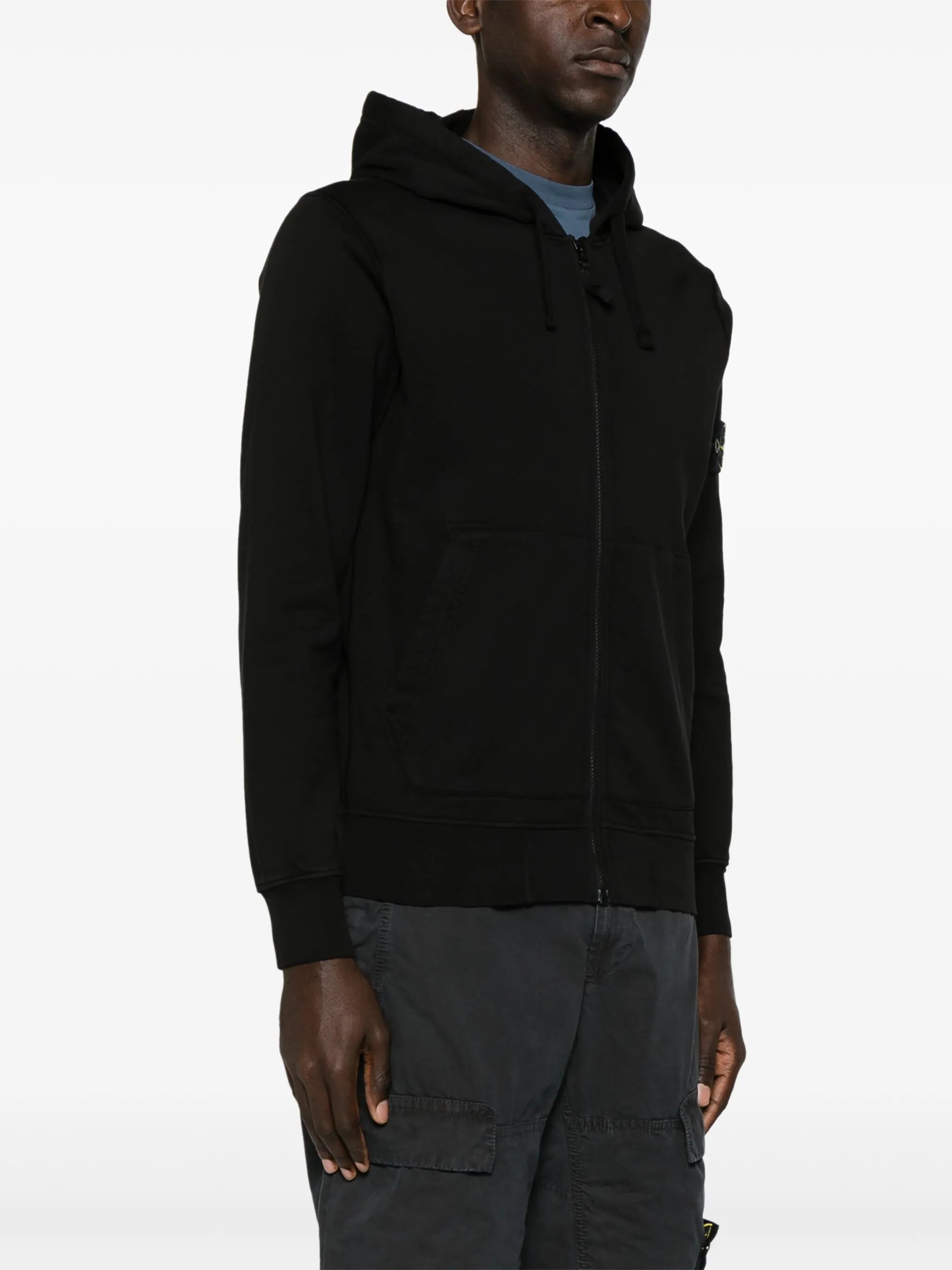 logo-patch zip-up hoodie