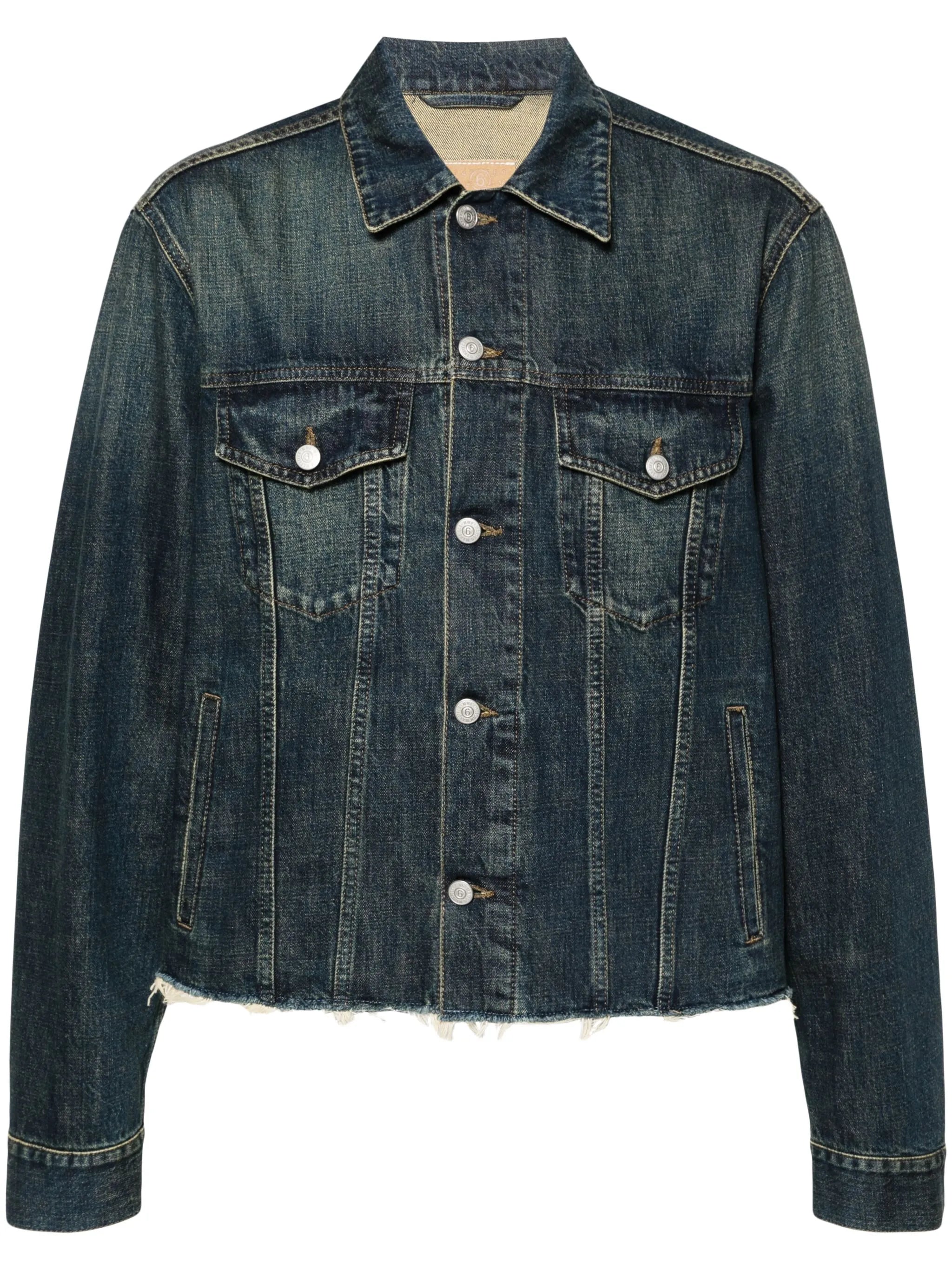 frayed-hem denim jacket