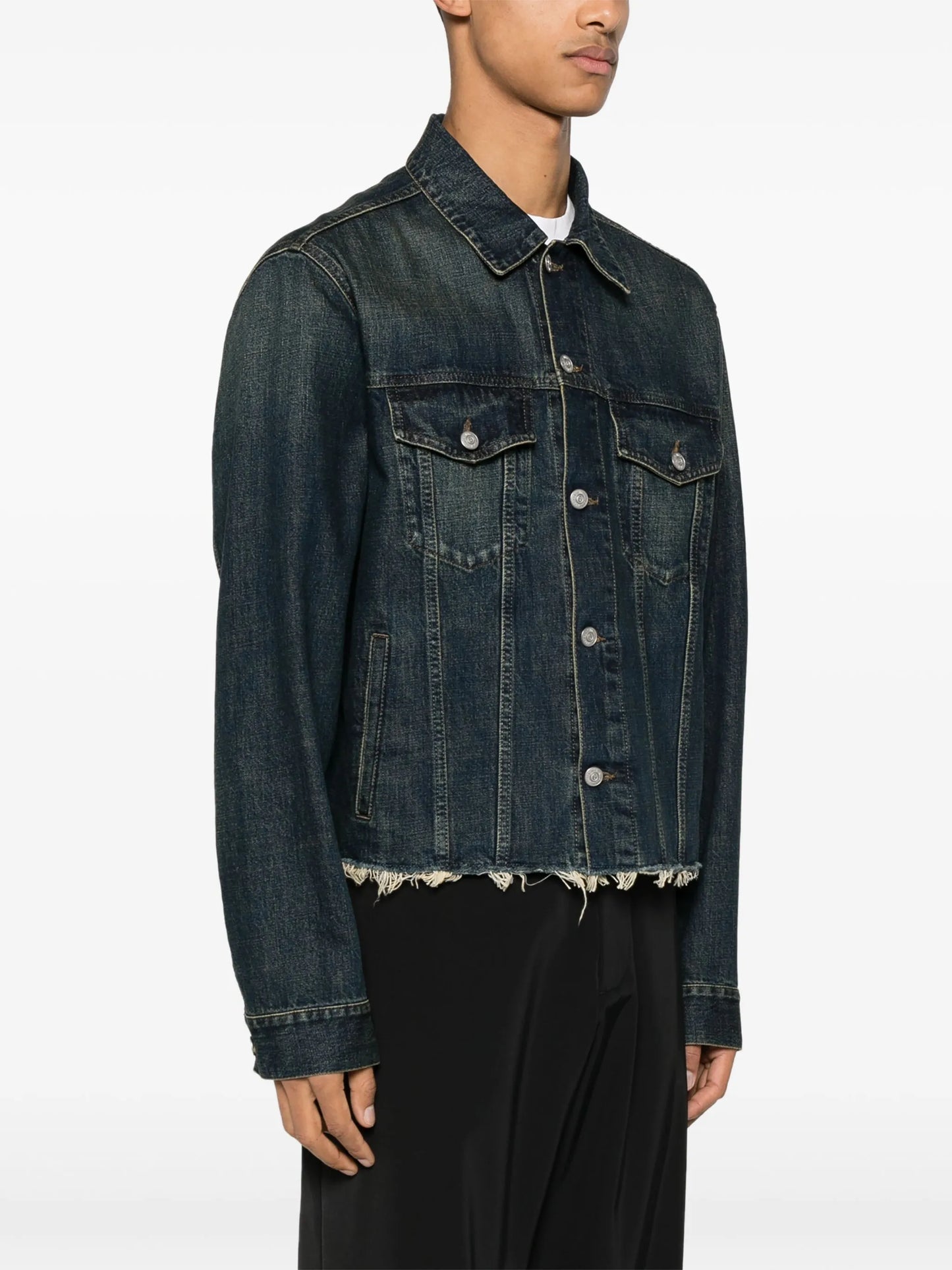 frayed-hem denim jacket