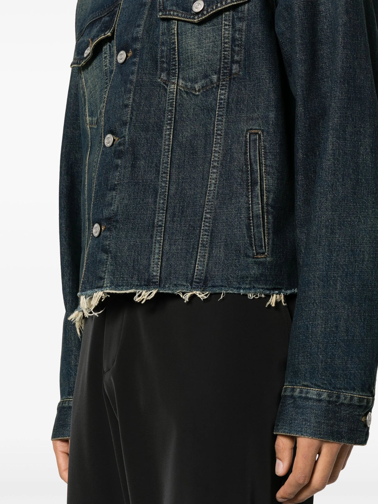 frayed-hem denim jacket