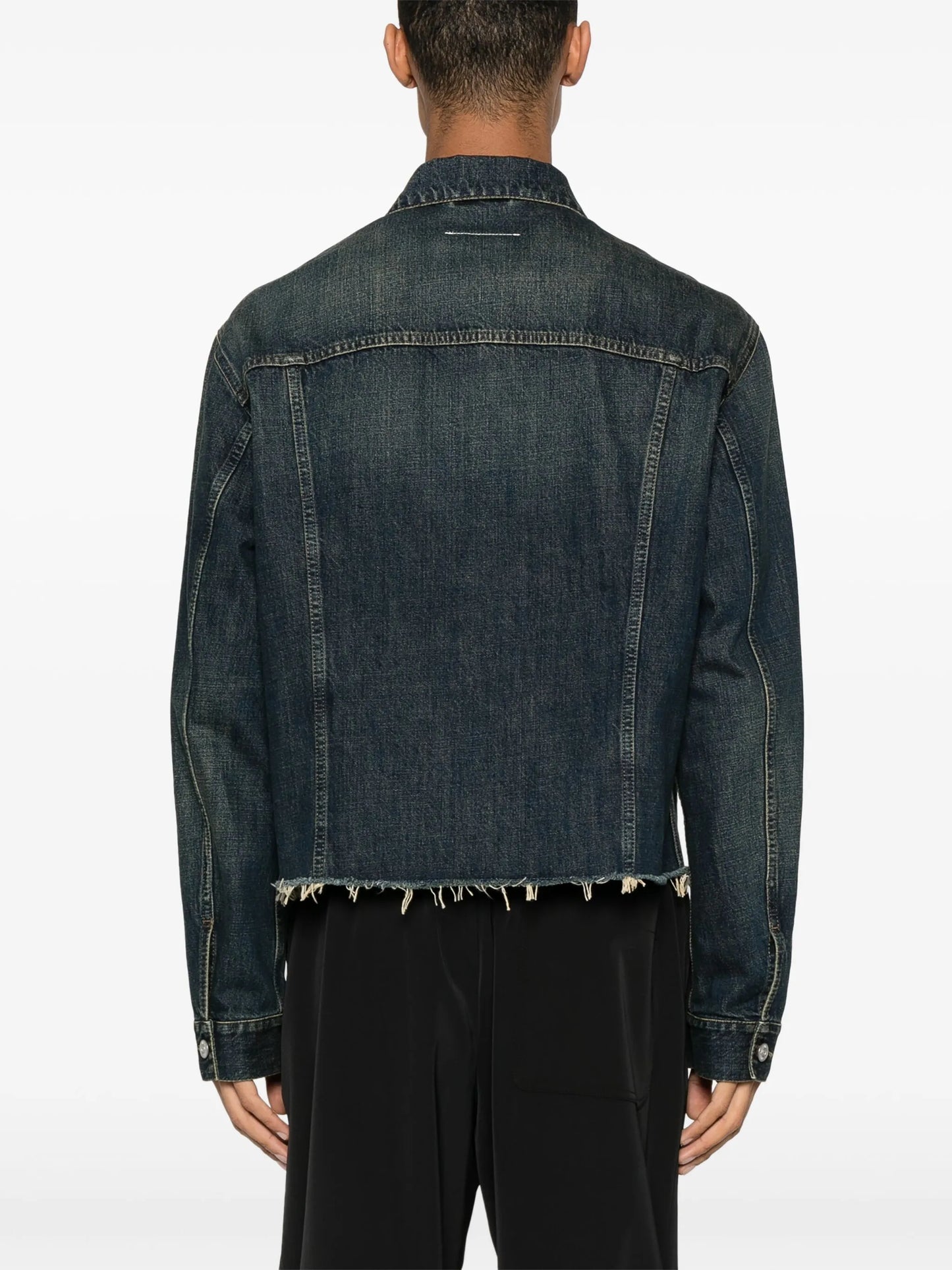 frayed-hem denim jacket