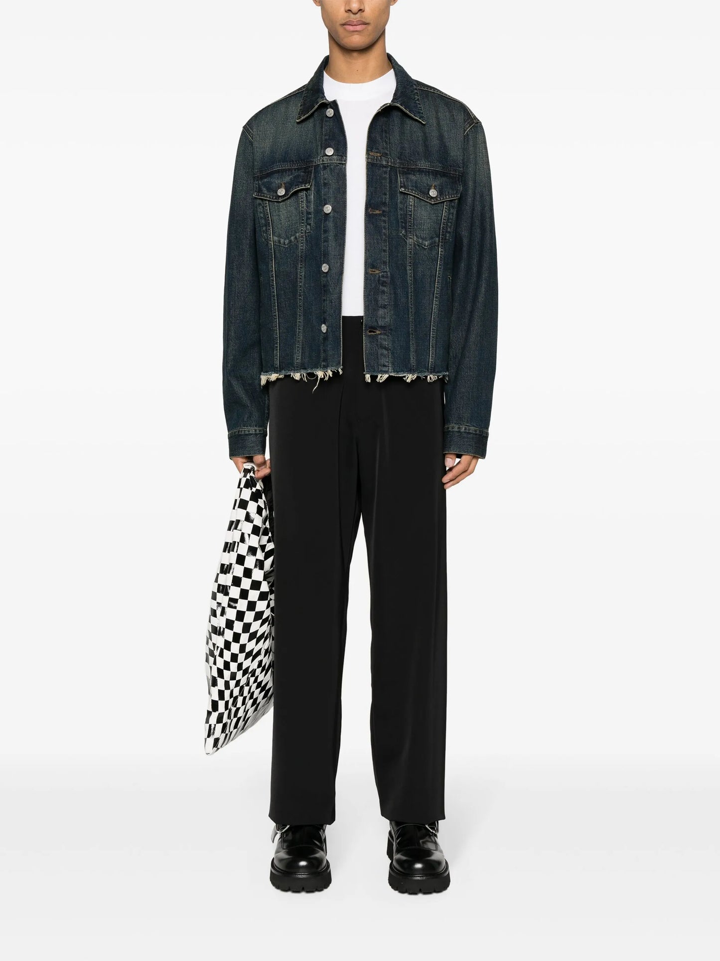 frayed-hem denim jacket