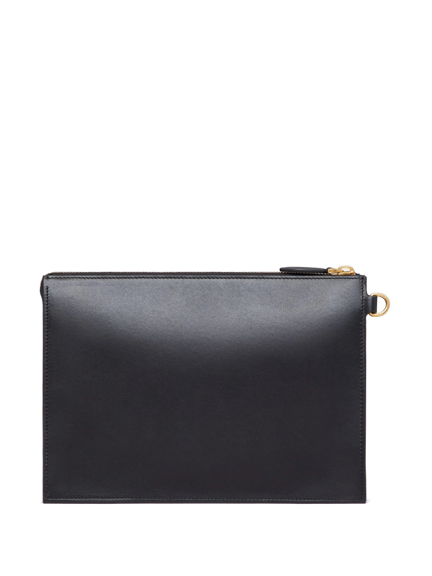 logo-print leather clutch bag