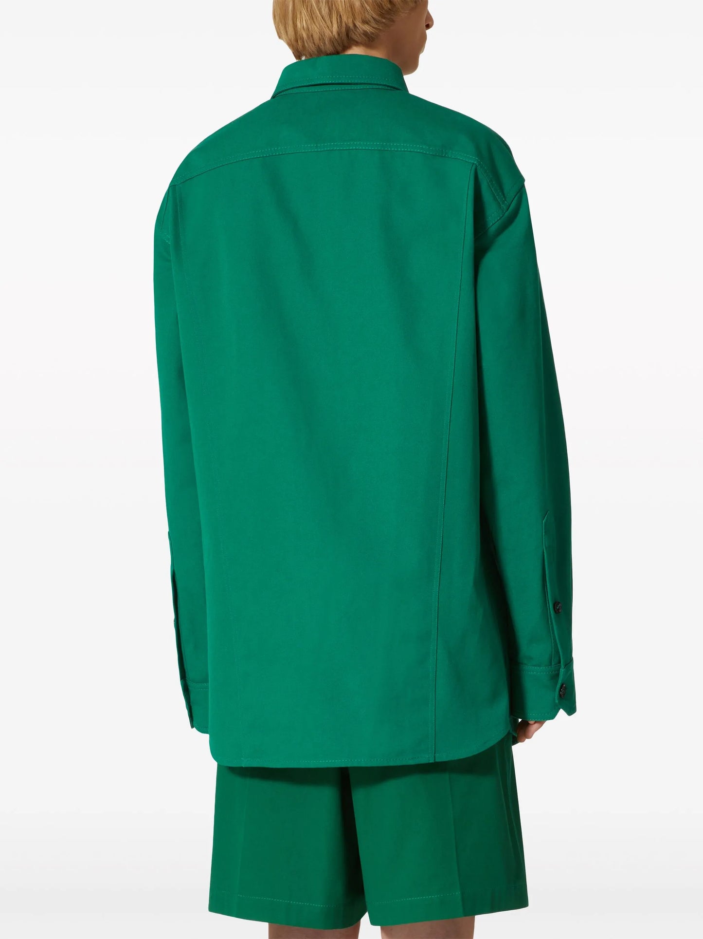 V-detail canvas shirt jacket