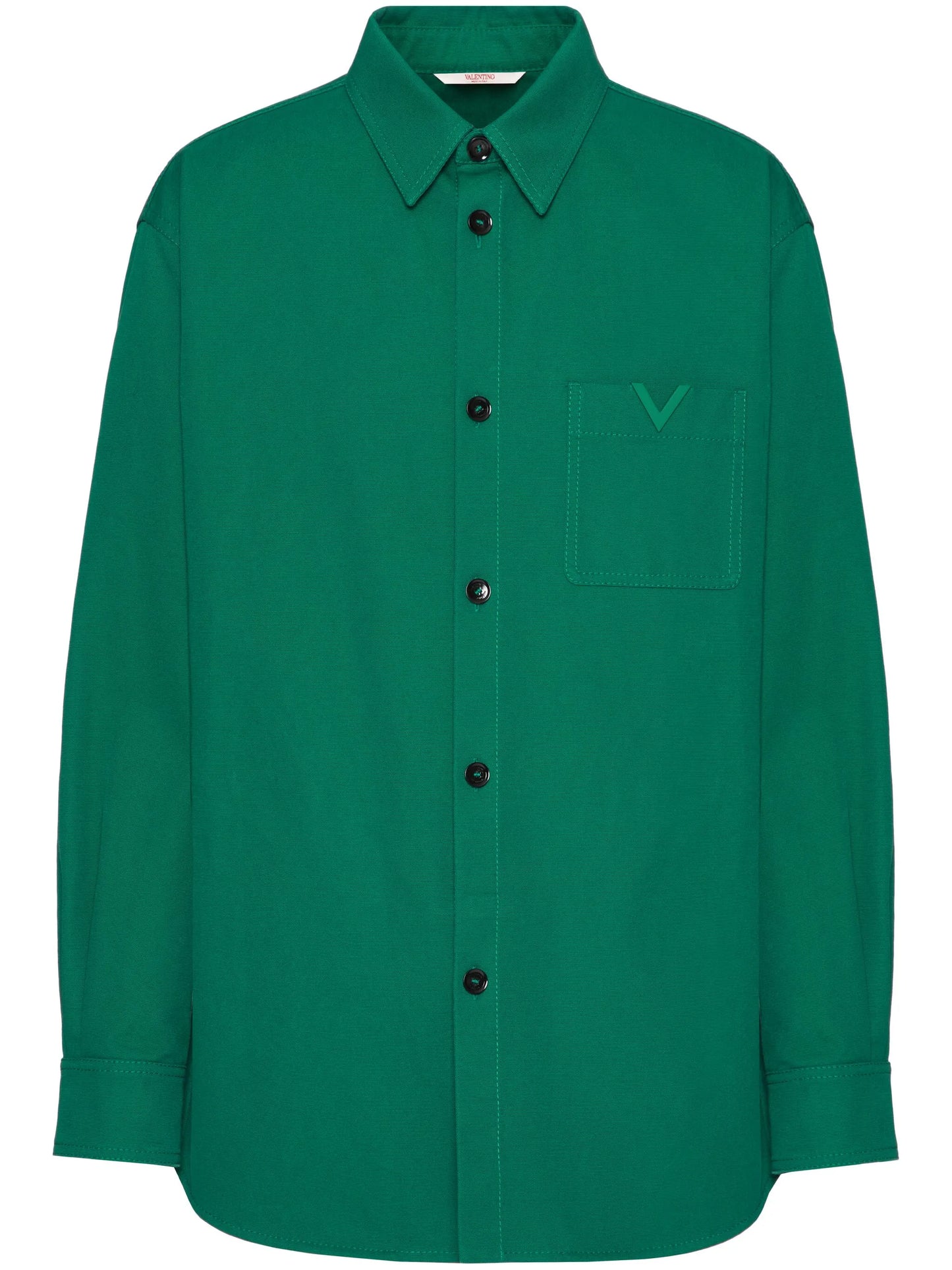 V-detail canvas shirt jacket