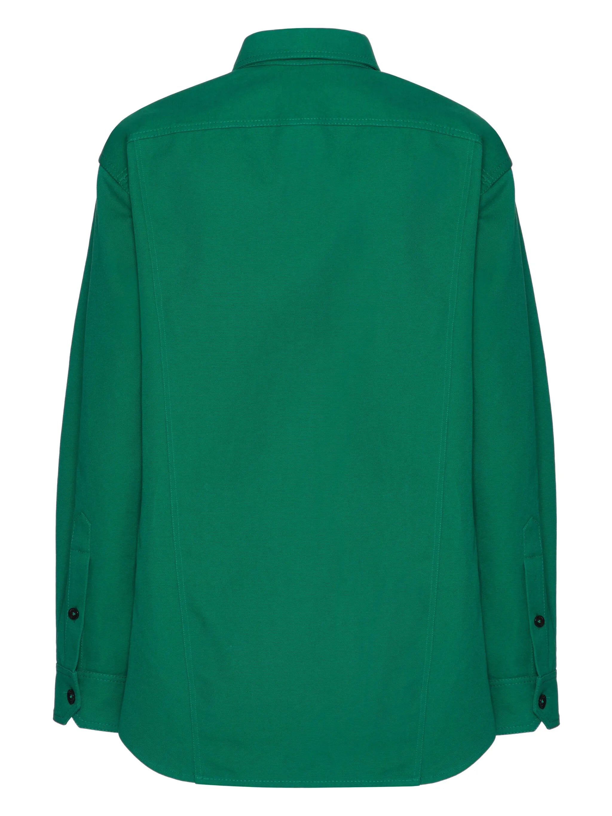 V-detail canvas shirt jacket