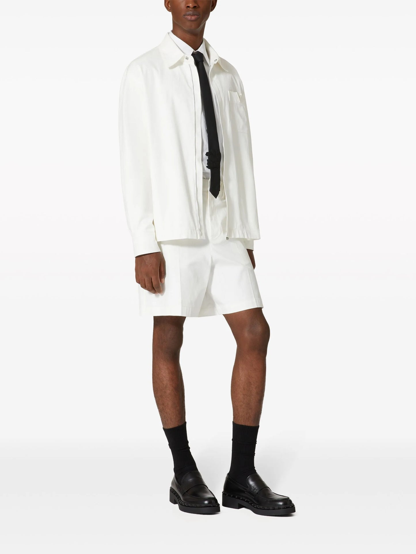 V-detail canvas bermuda shorts