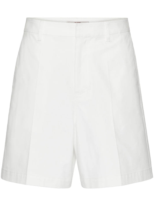 V-detail canvas bermuda shorts