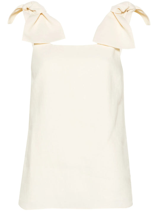 bow-detail linen tank top