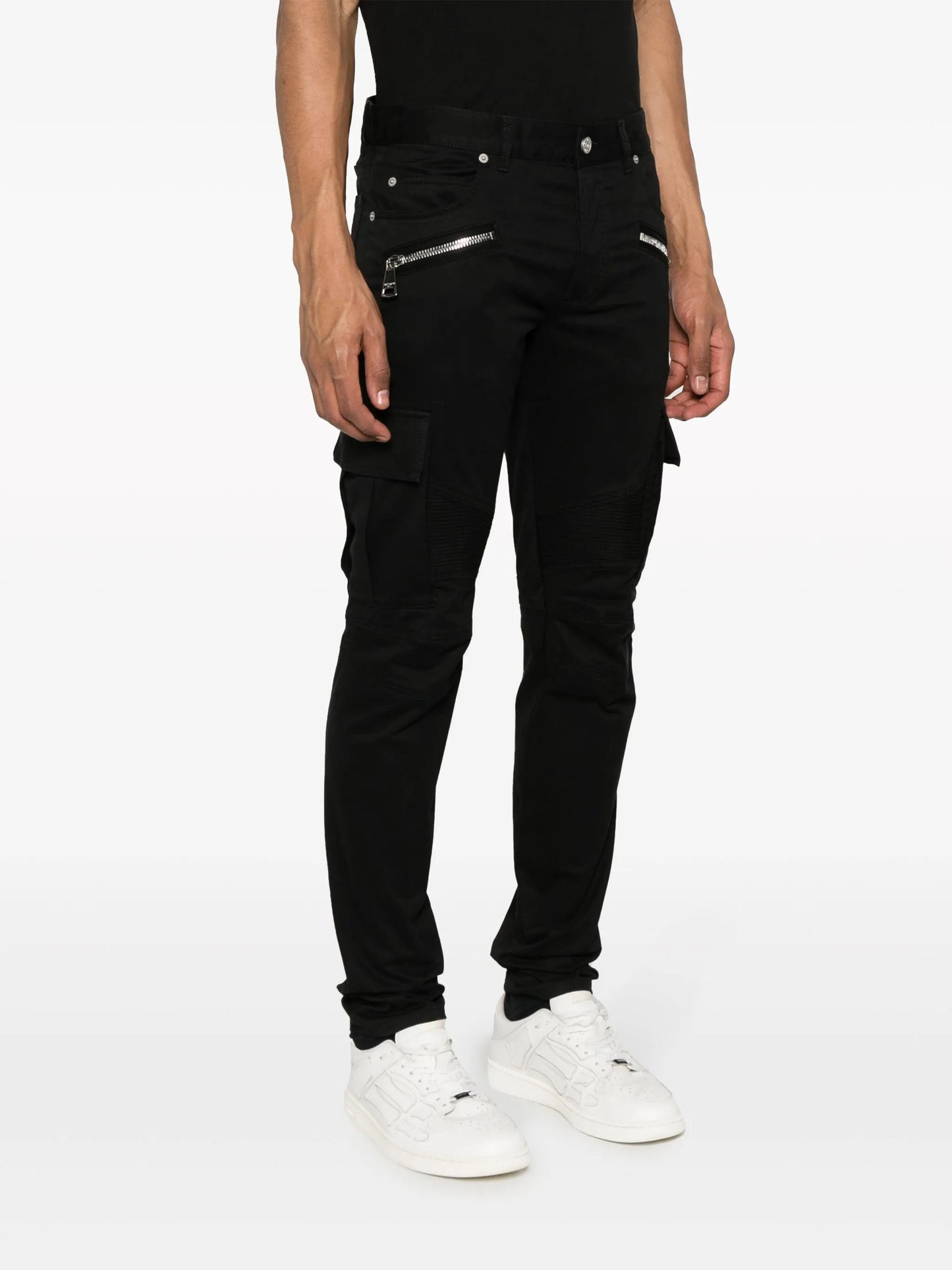 cargo-pockets stretch-cotton trousers