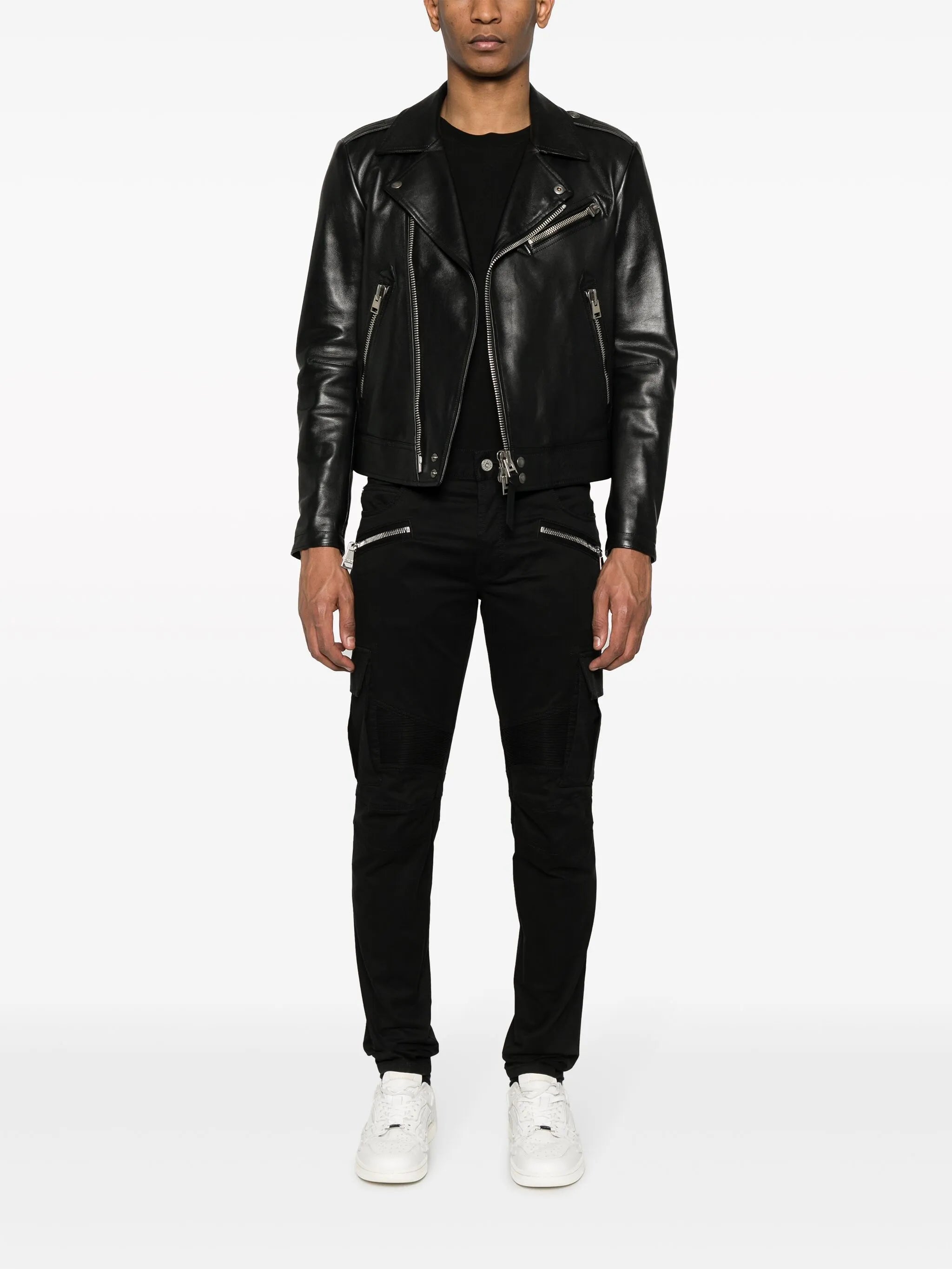 cargo-pockets stretch-cotton trousers