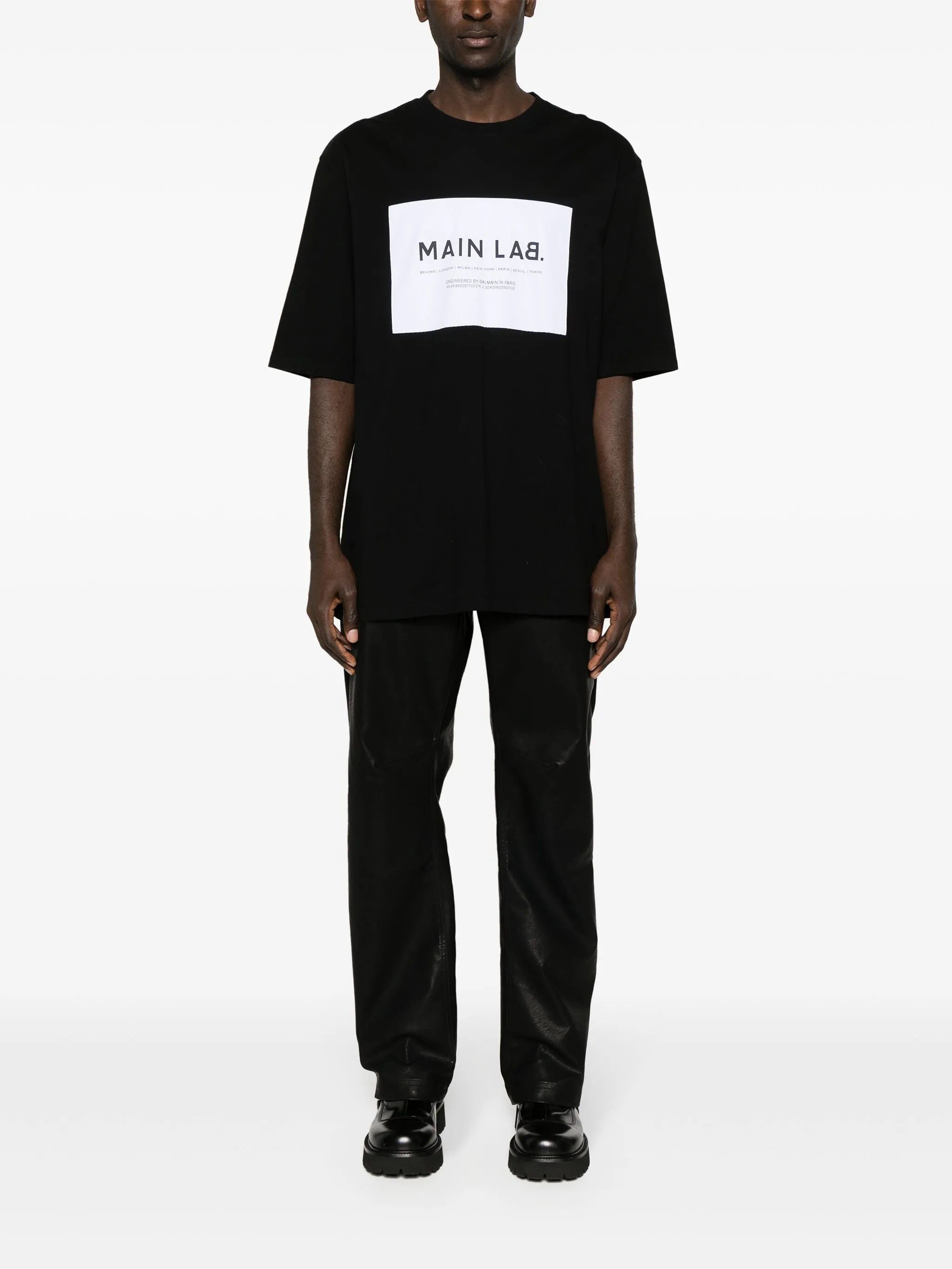 slogan-patch cotton T-shirt