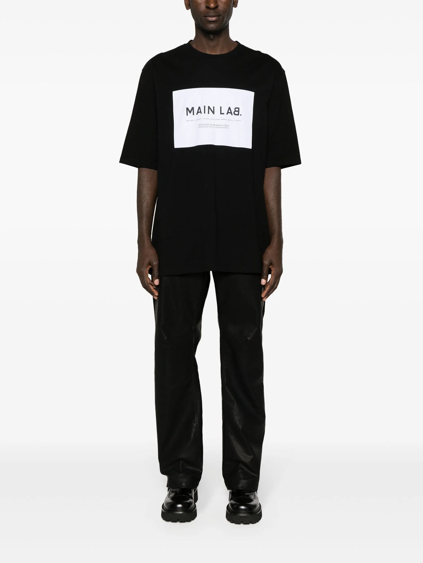 slogan-patch cotton T-shirt