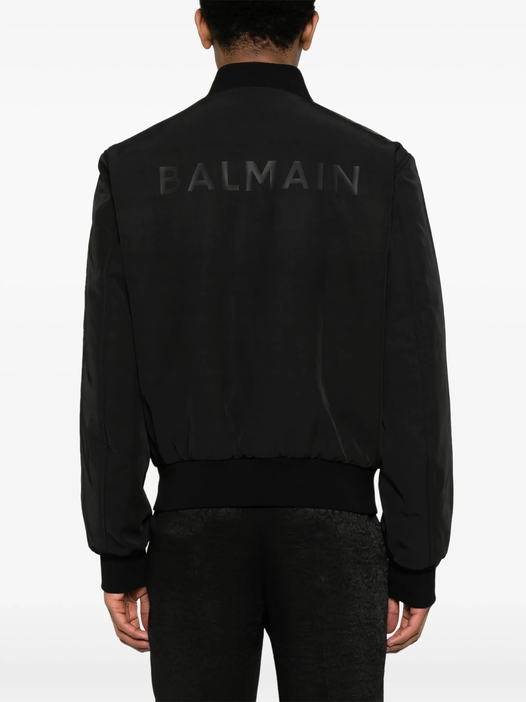 logo-patch gabardine-weave jacket