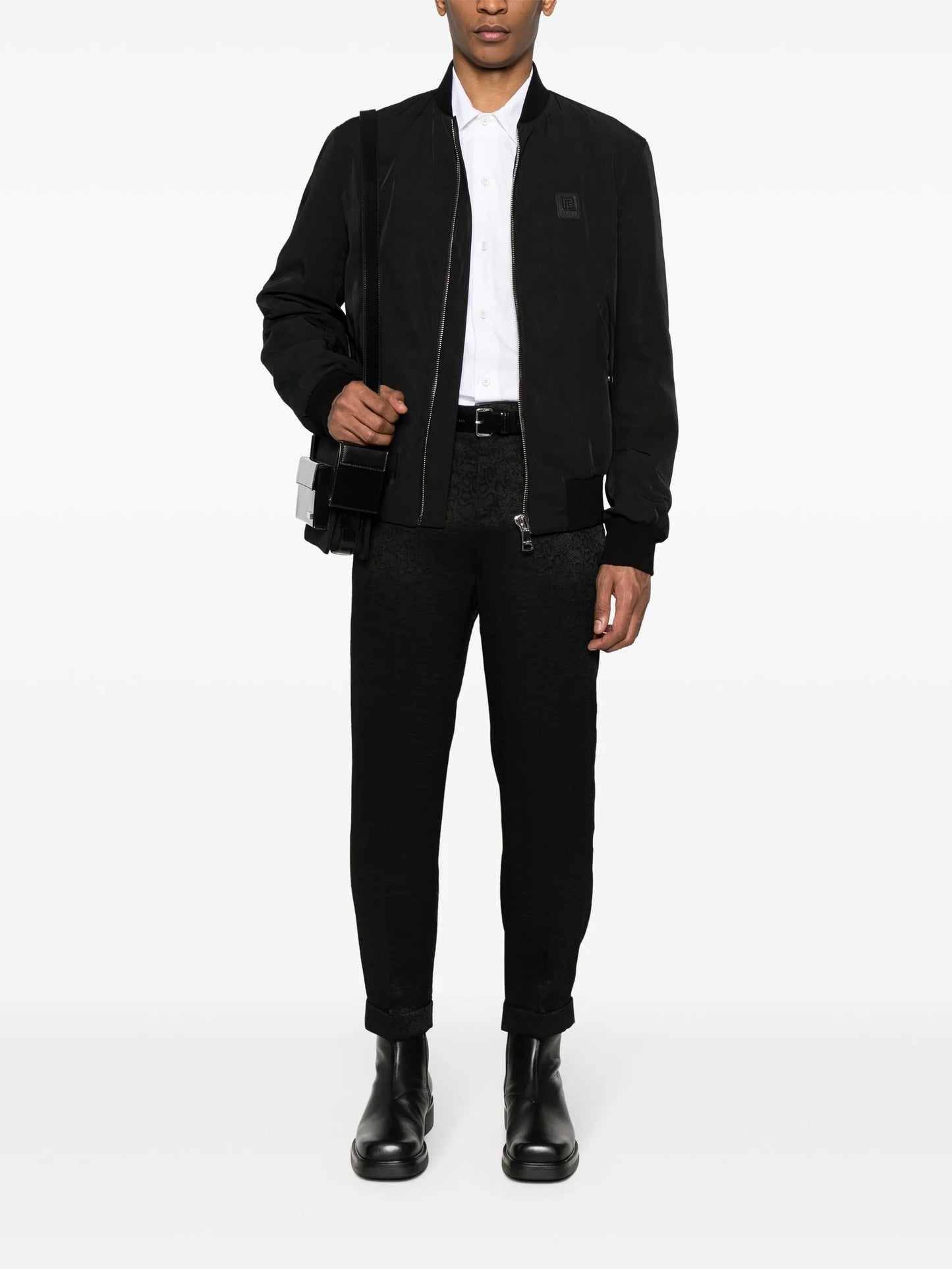 logo-patch gabardine-weave jacket