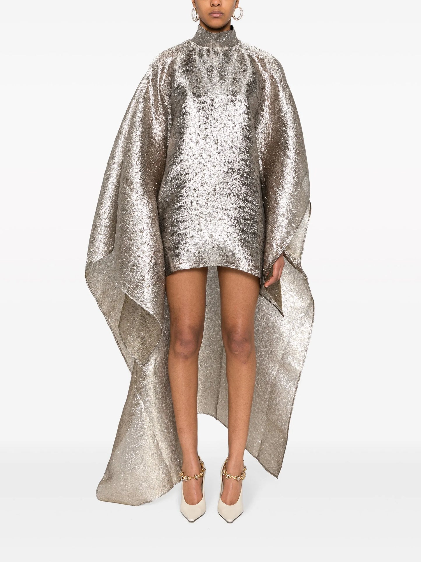 lamé cape dress
