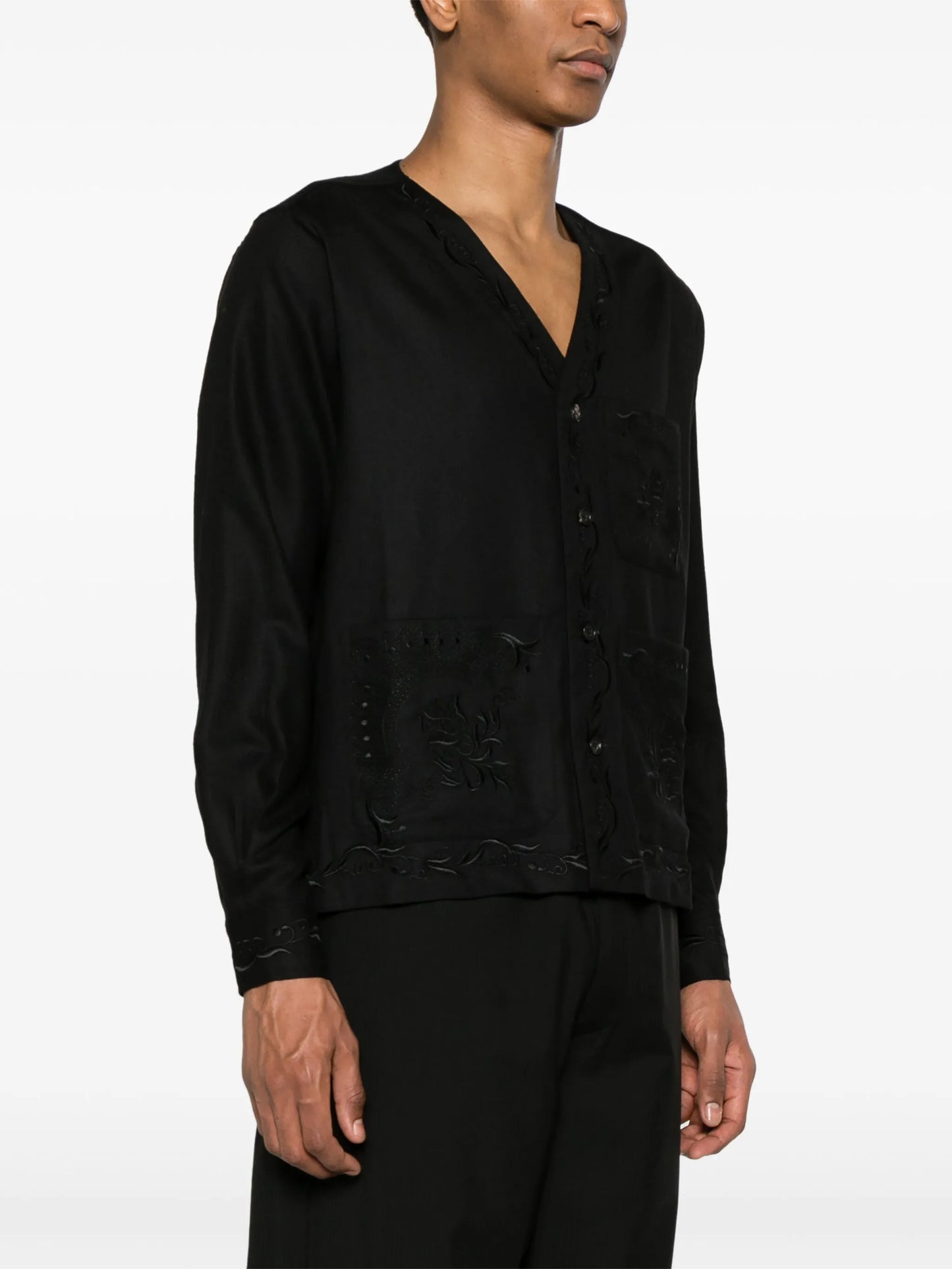 Dumas floral-embroidered twill overshirt