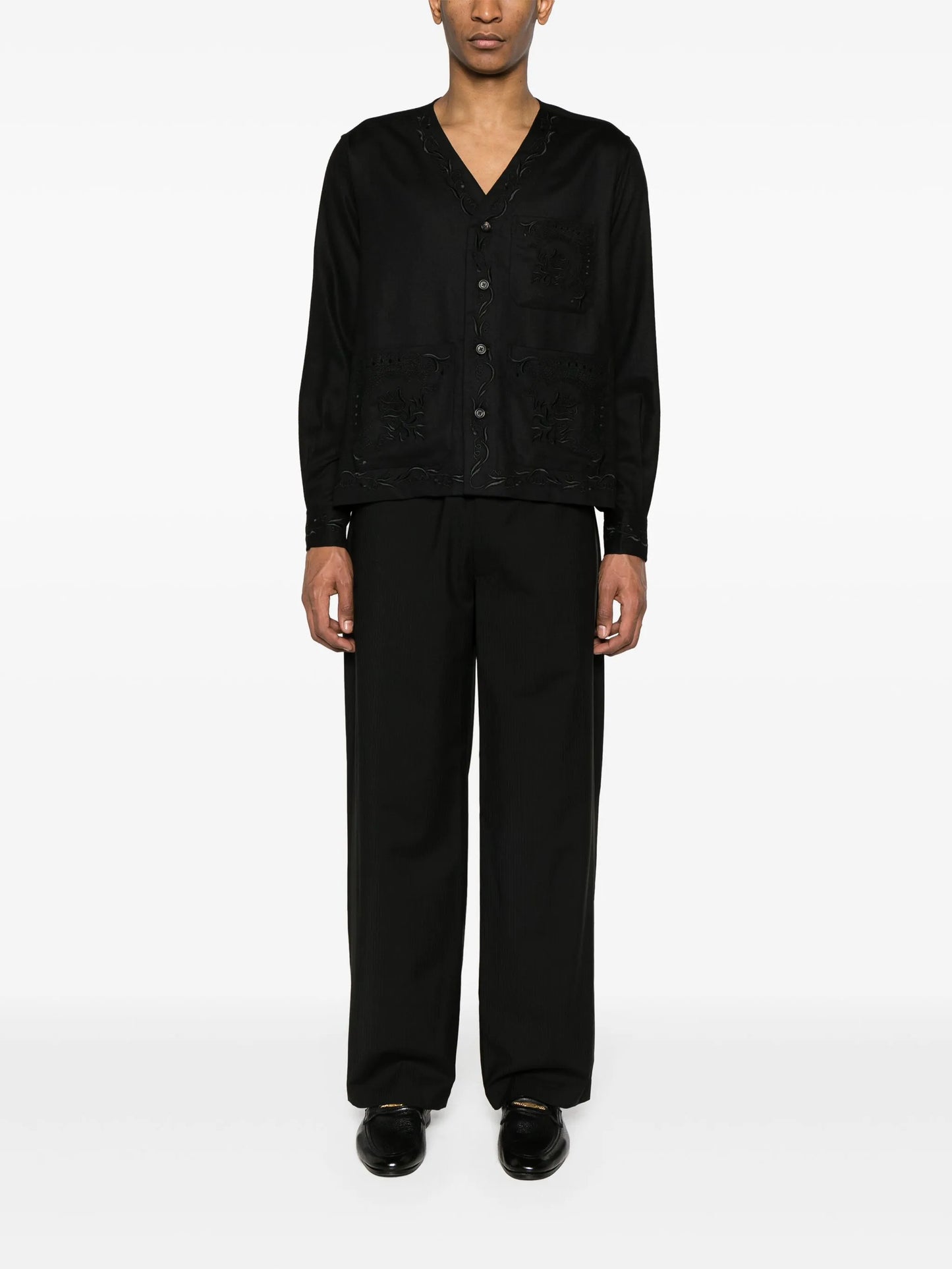 Dumas floral-embroidered twill overshirt