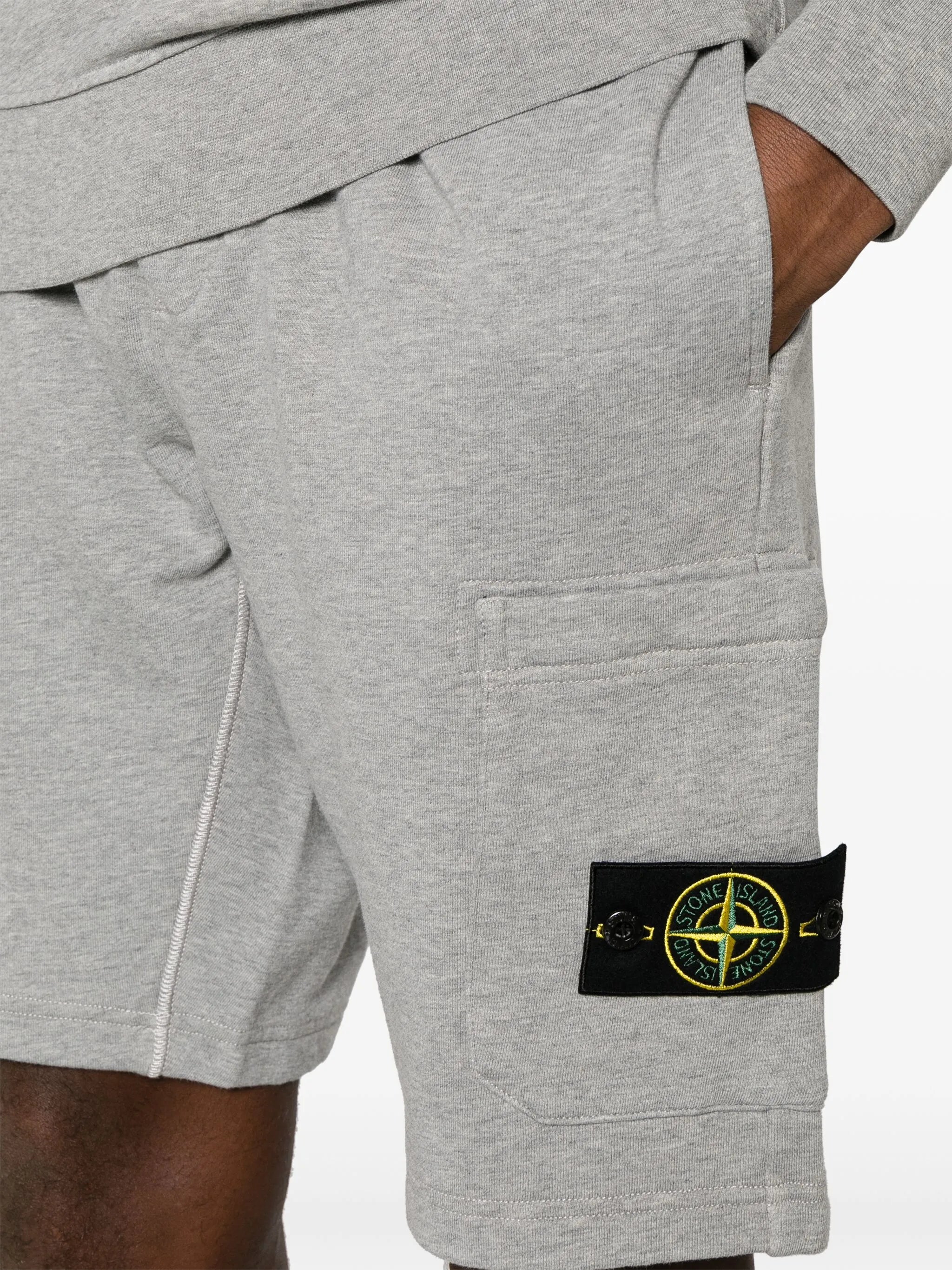 Compass-badge cotton track shorts