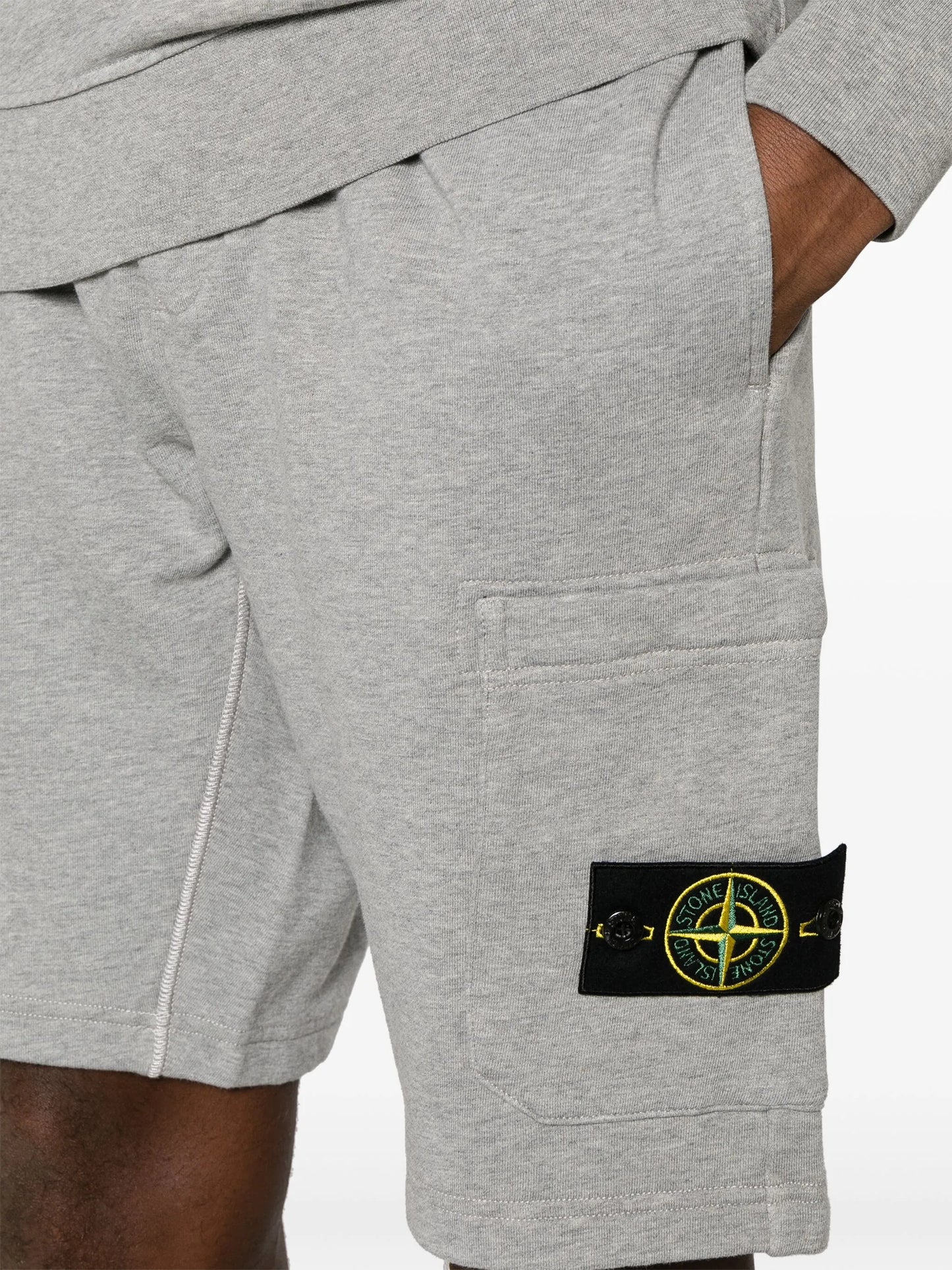 Compass-badge cotton track shorts