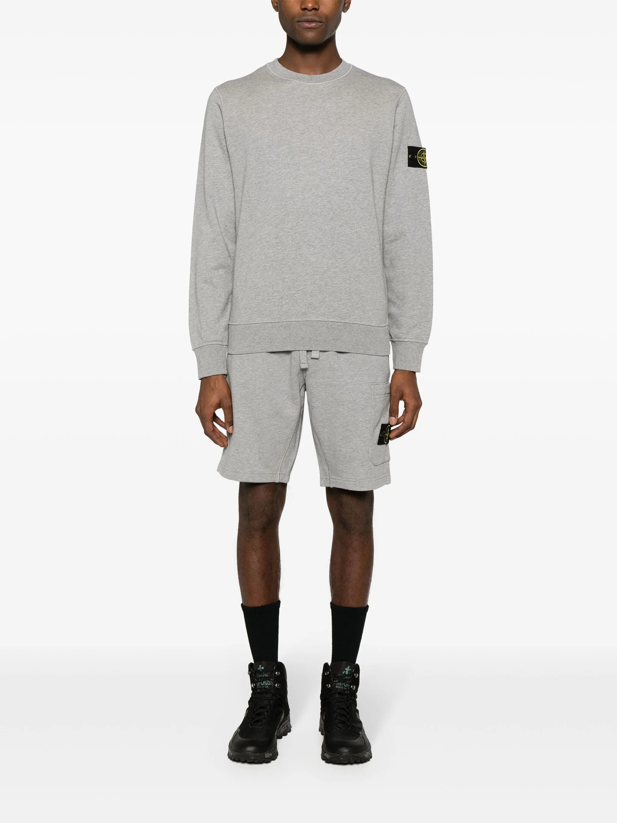 Compass-badge cotton track shorts