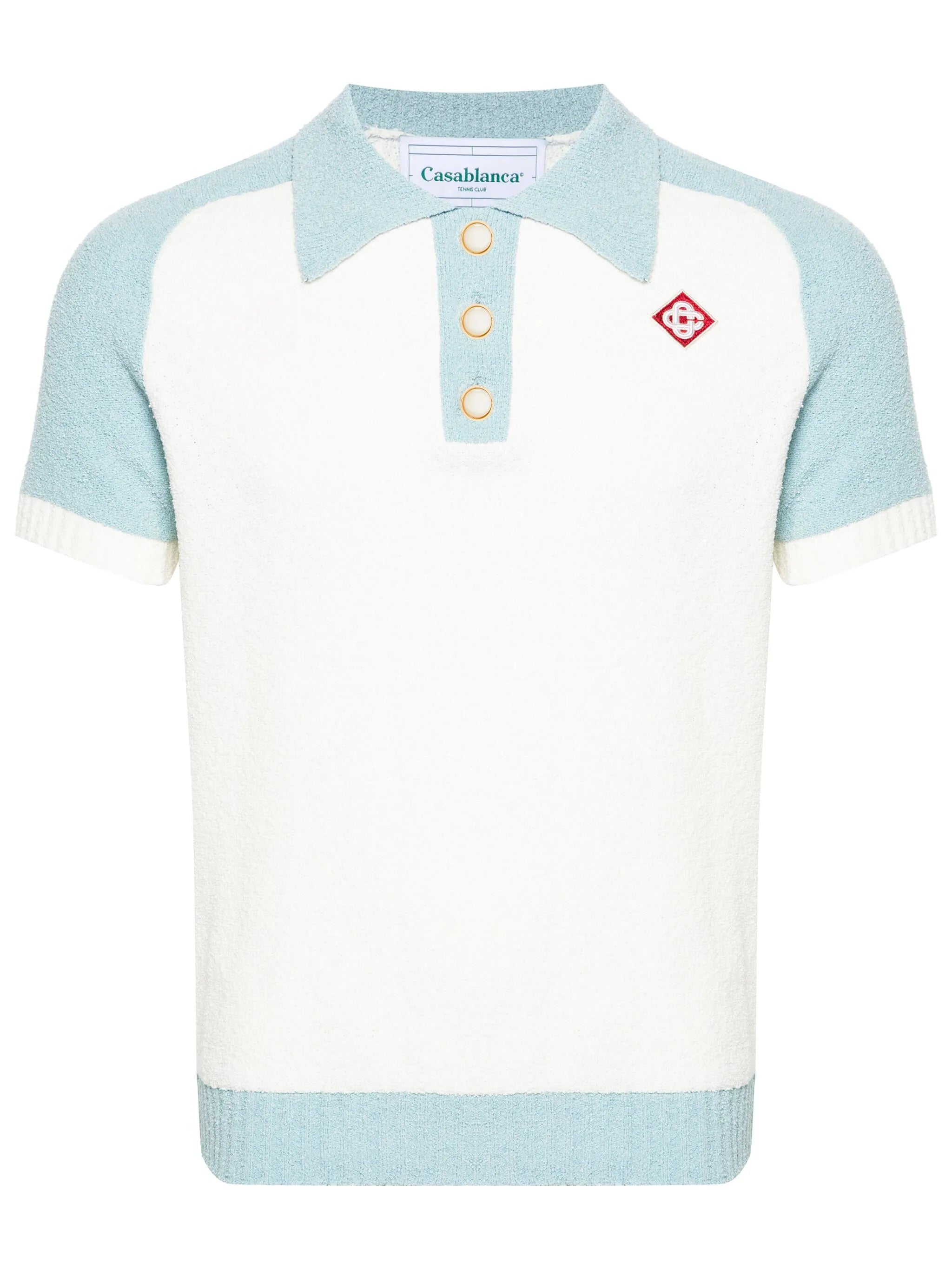 colour-block bouclé polo shirt