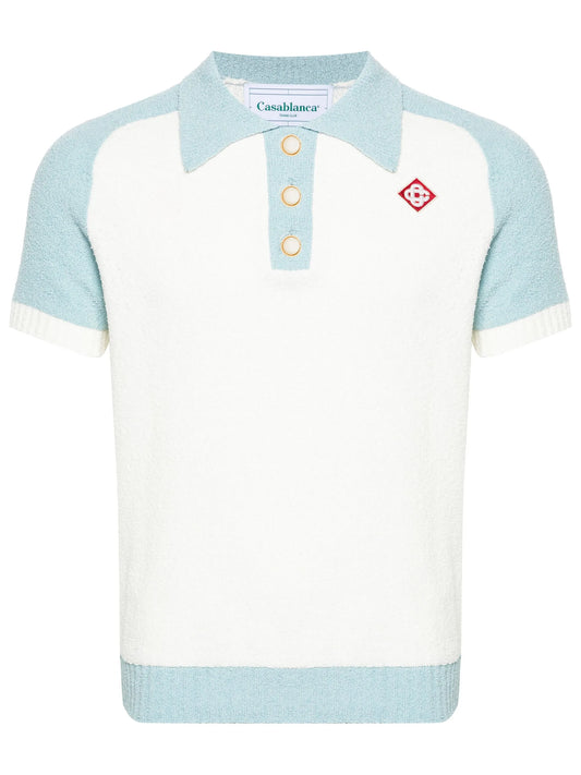 colour-block bouclé polo shirt