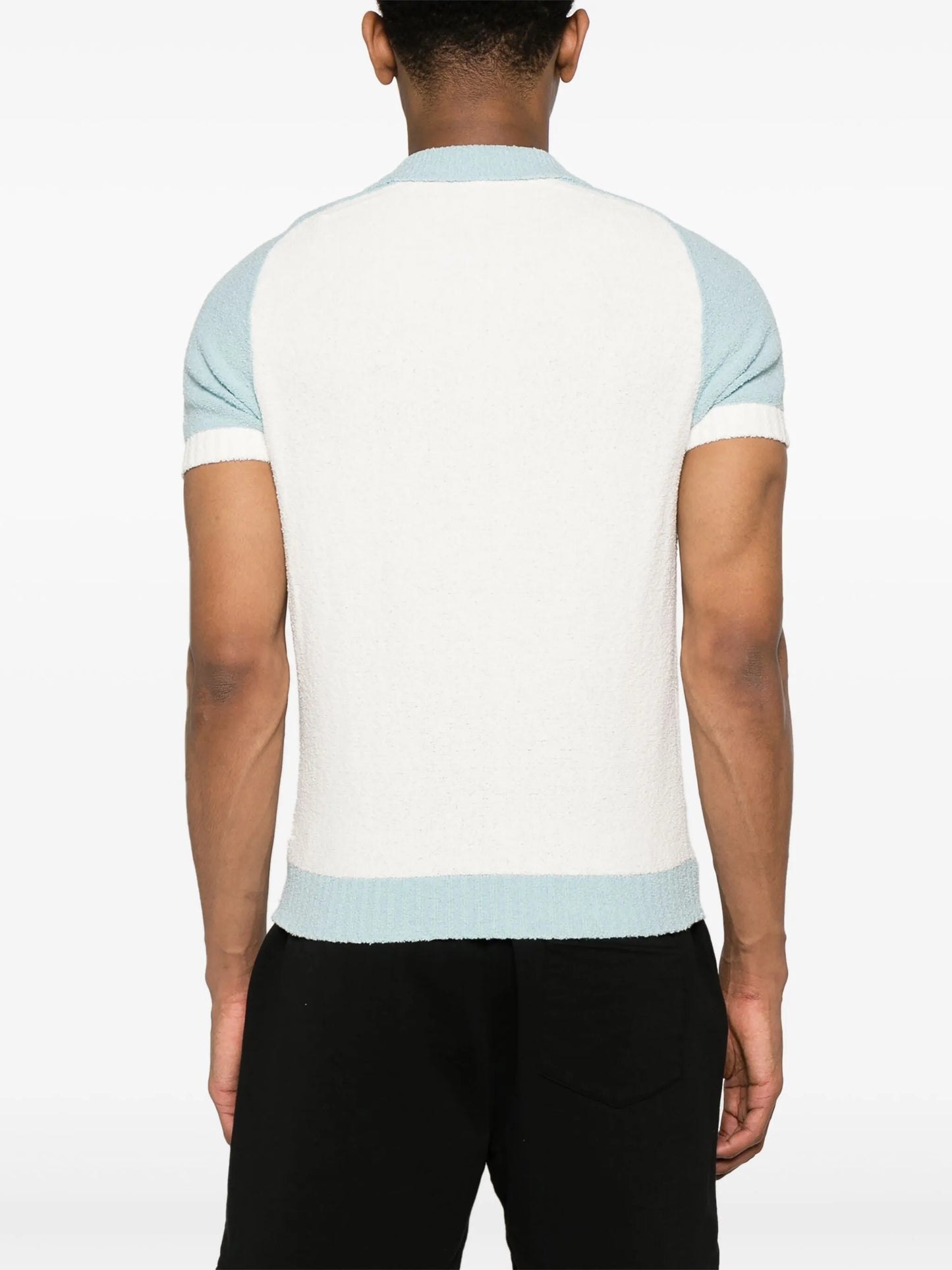 colour-block bouclé polo shirt