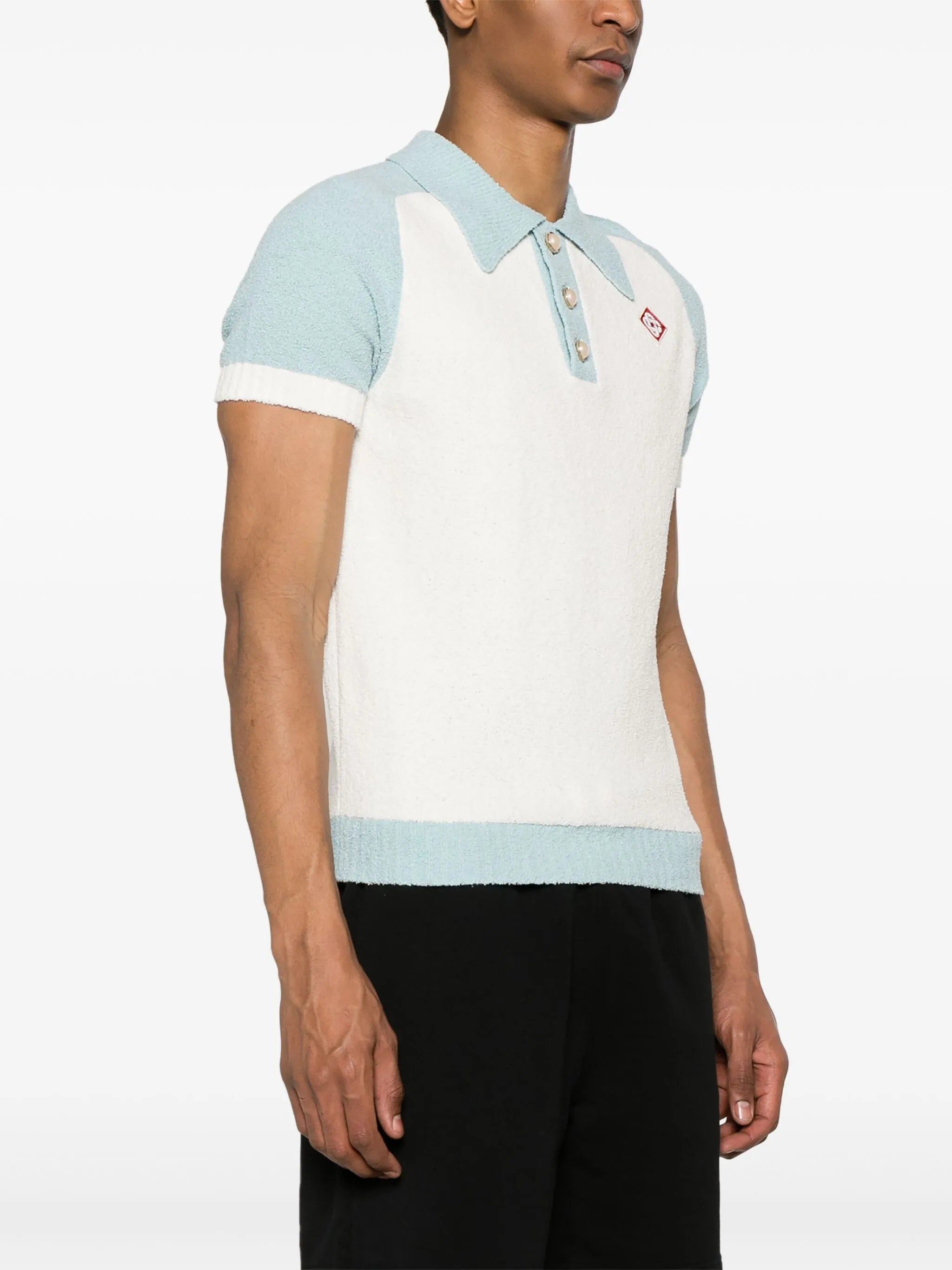 colour-block bouclé polo shirt