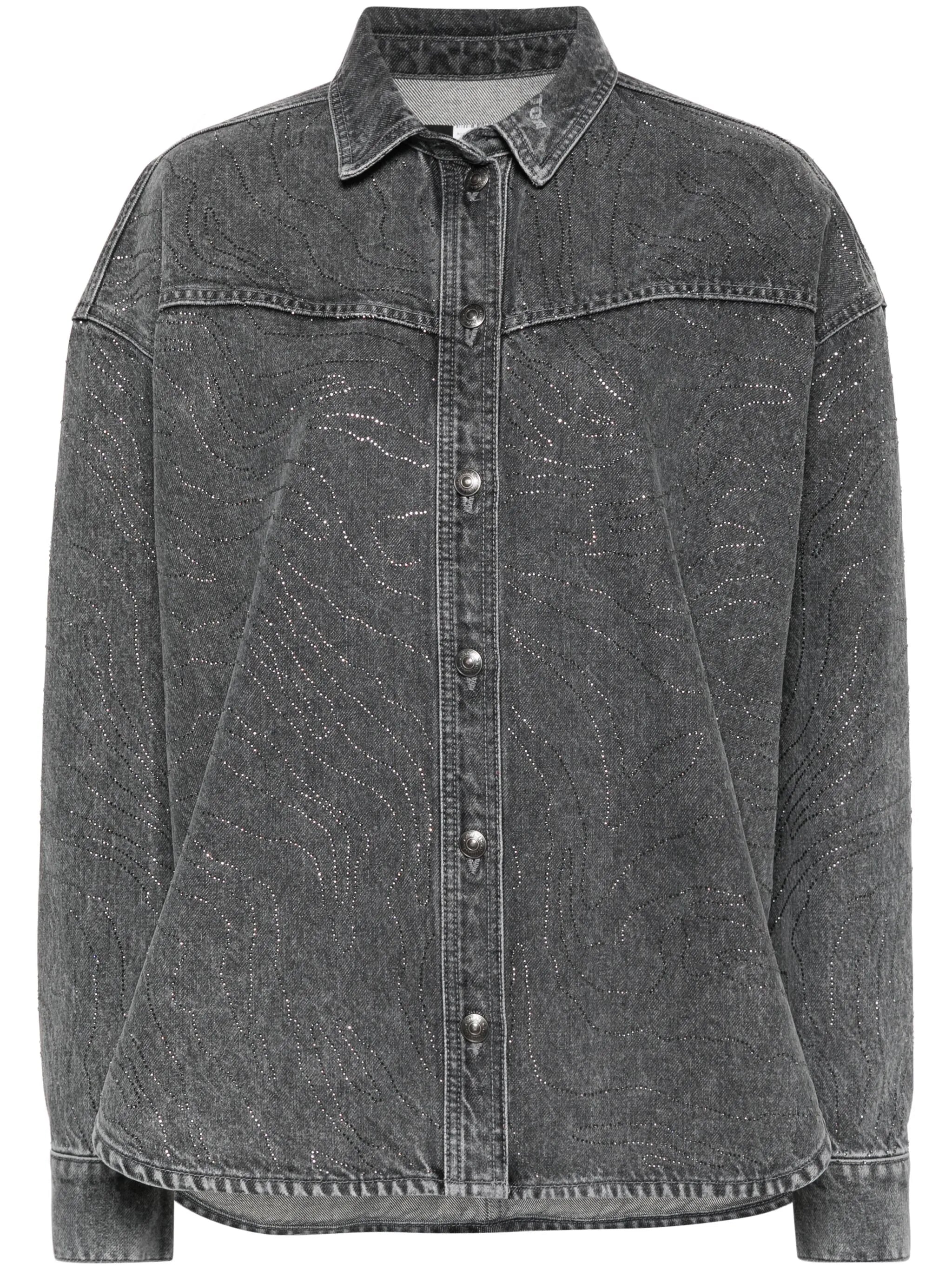 rhinestone-embellished denim shirt