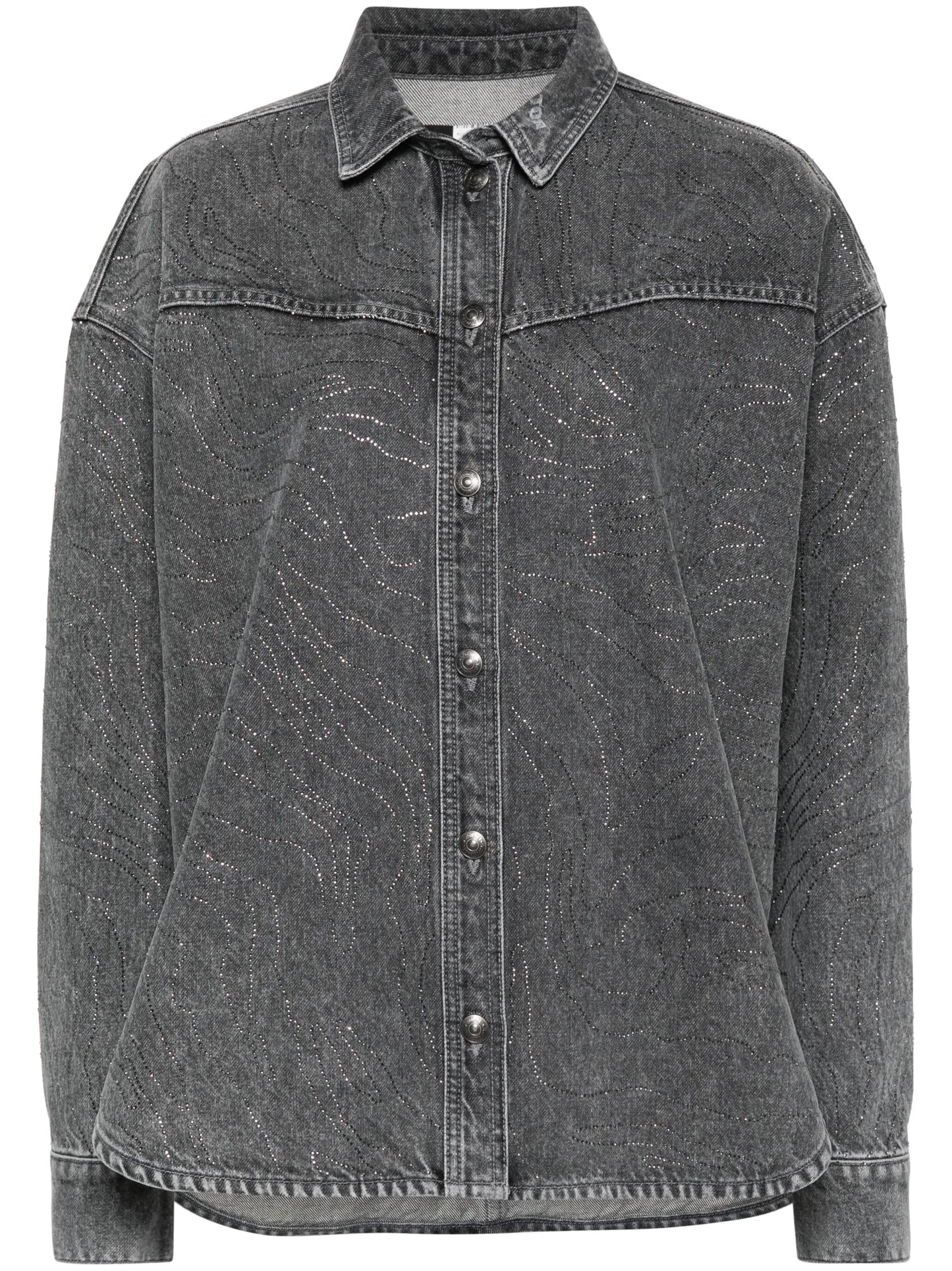 rhinestone-embellished denim shirt