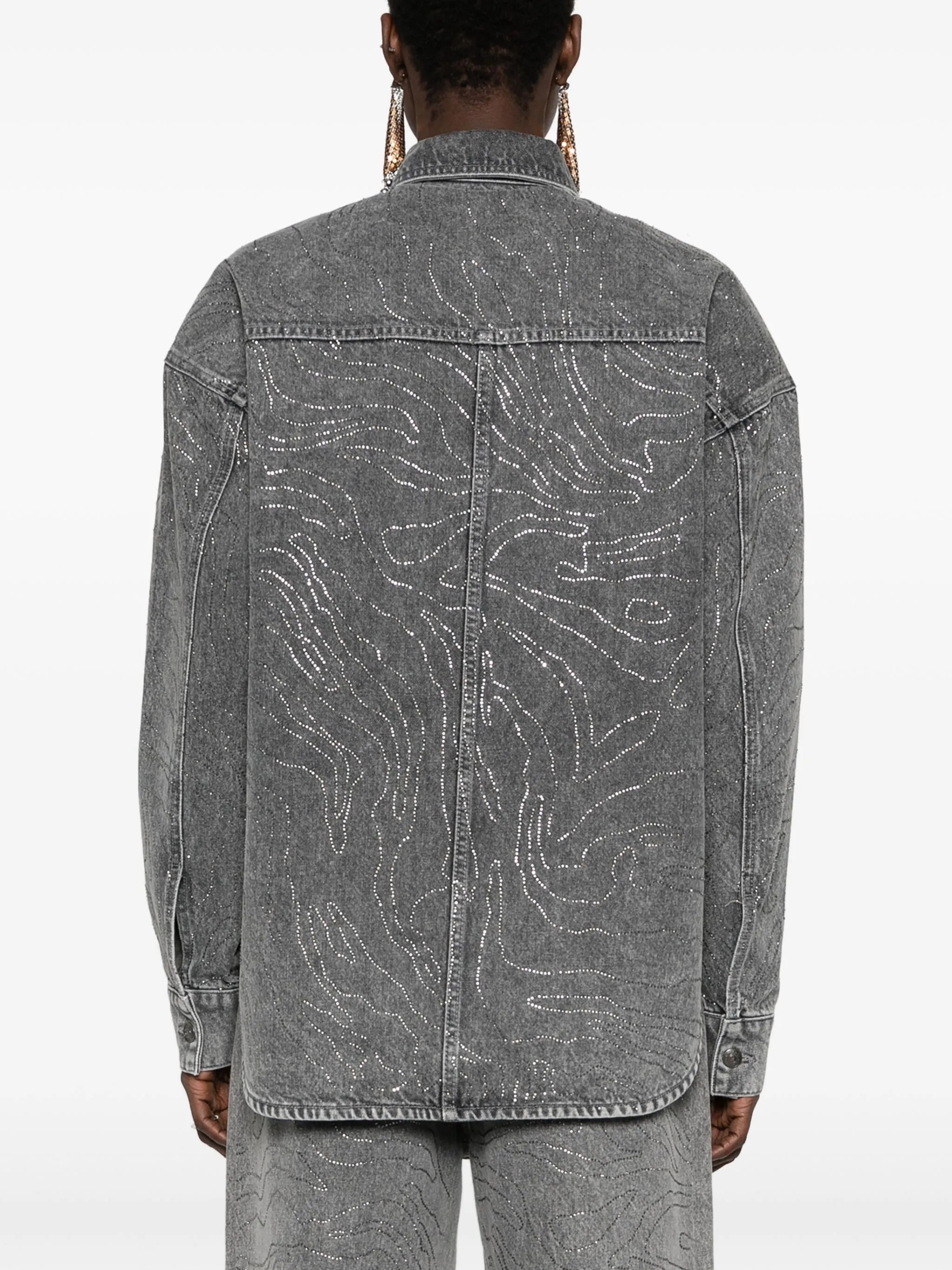 rhinestone-embellished denim shirt