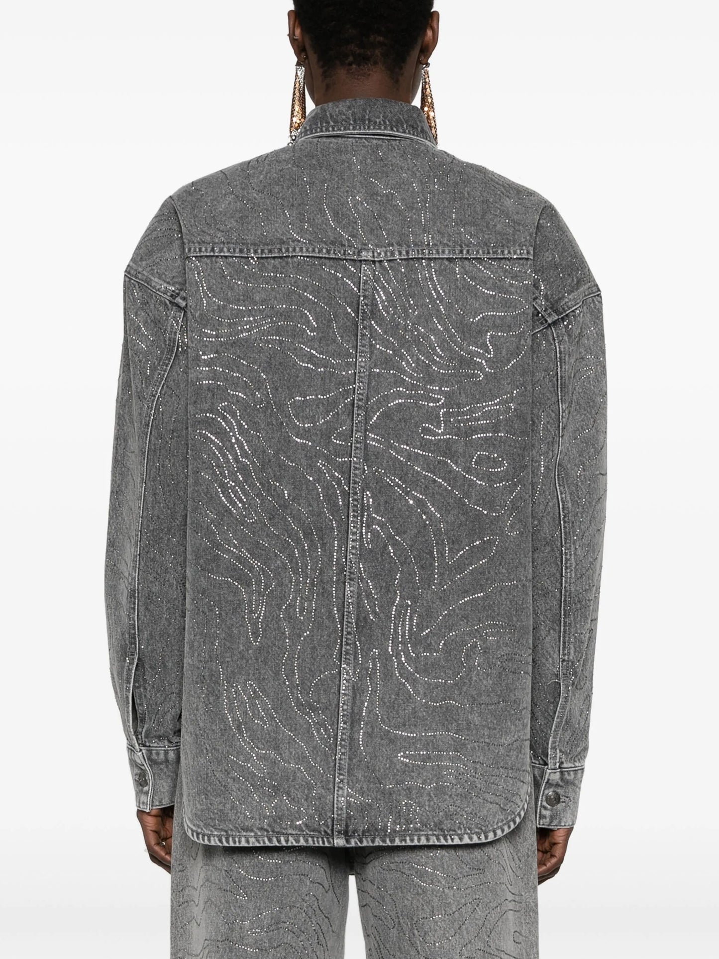 rhinestone-embellished denim shirt