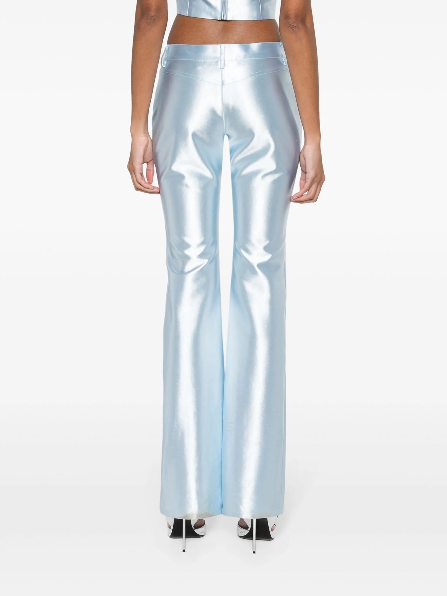 satin flared trousers