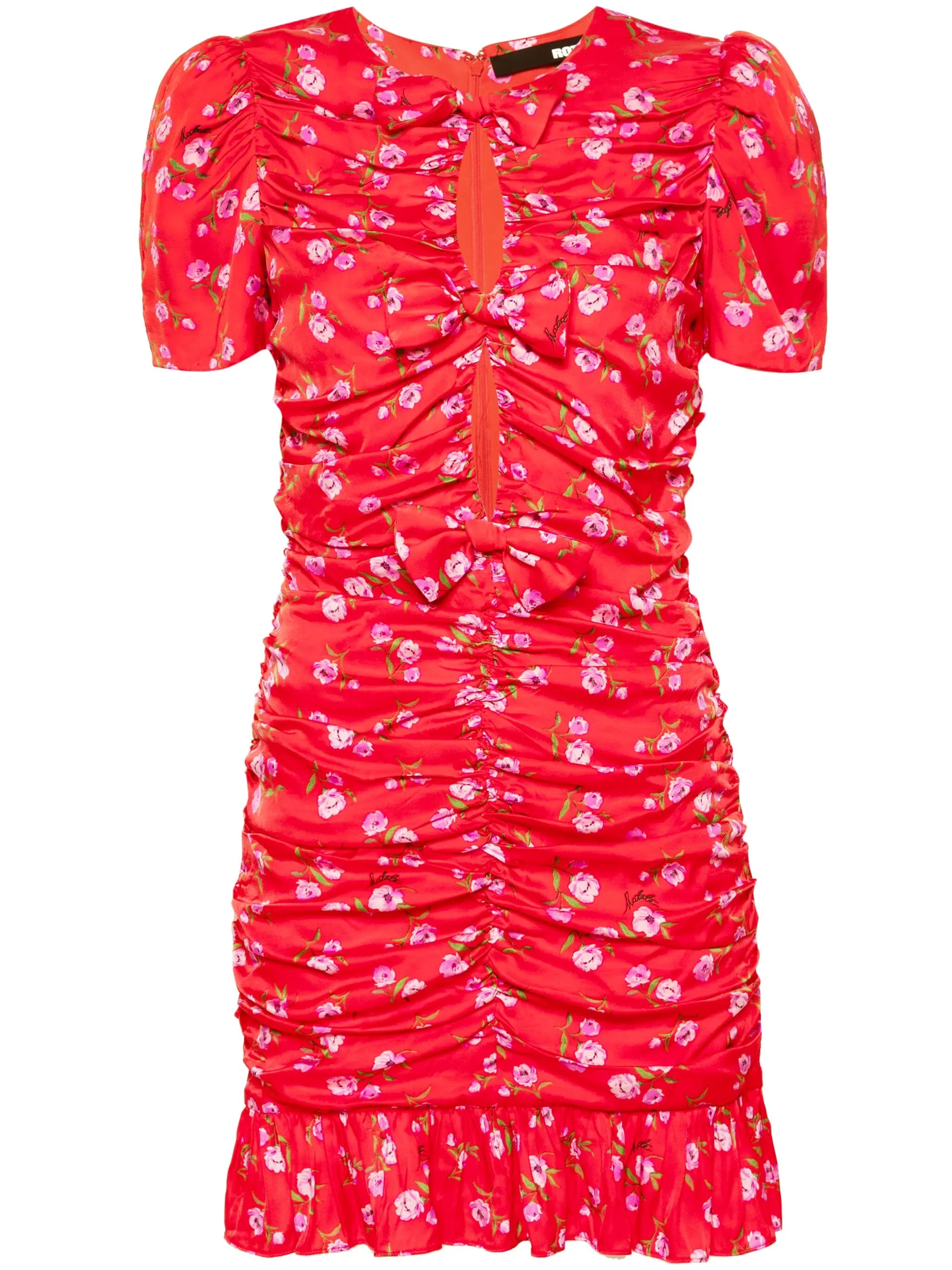 floral-print ruched mini dress